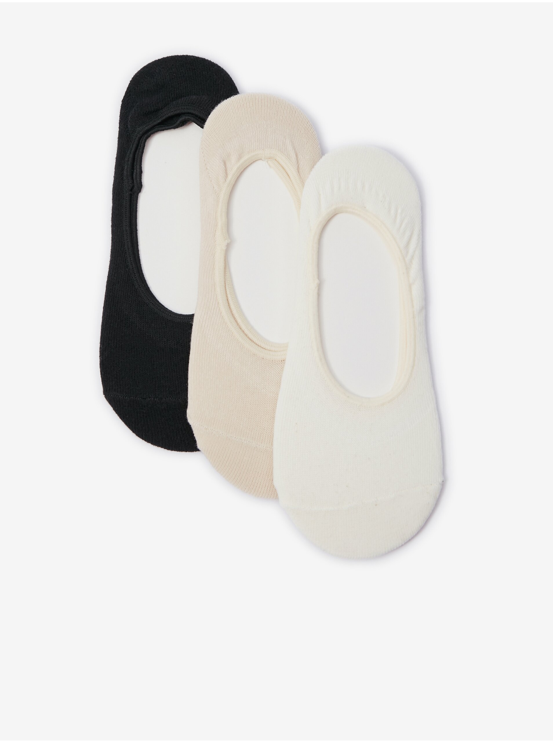 Levně Sada tří párů dámských ponožek v krémové, béžové a černé barvě ORSAY