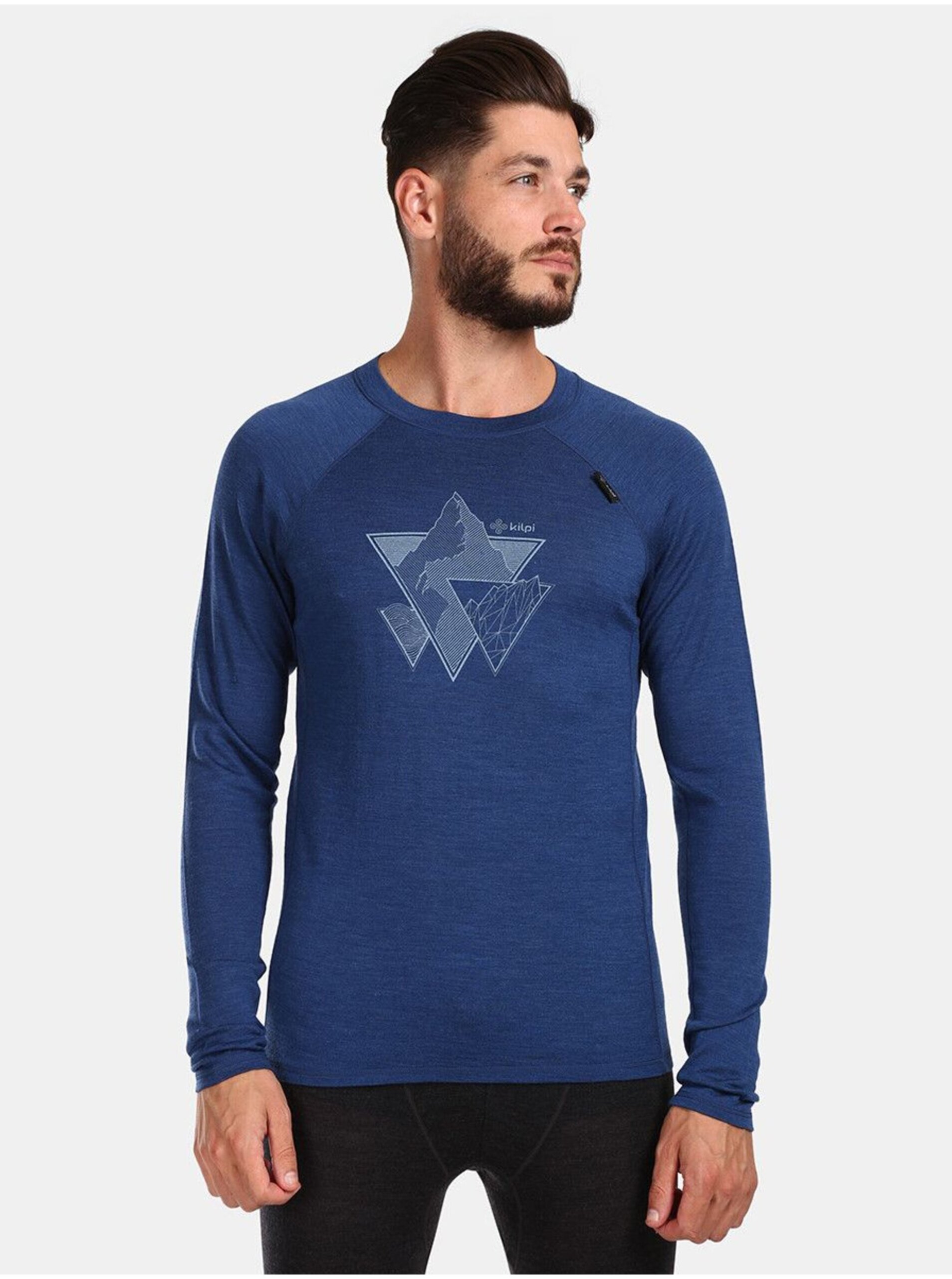 Levně Tmavě modré pánské sportovní tričko z Merino vlny KILPI MAVORA TOP