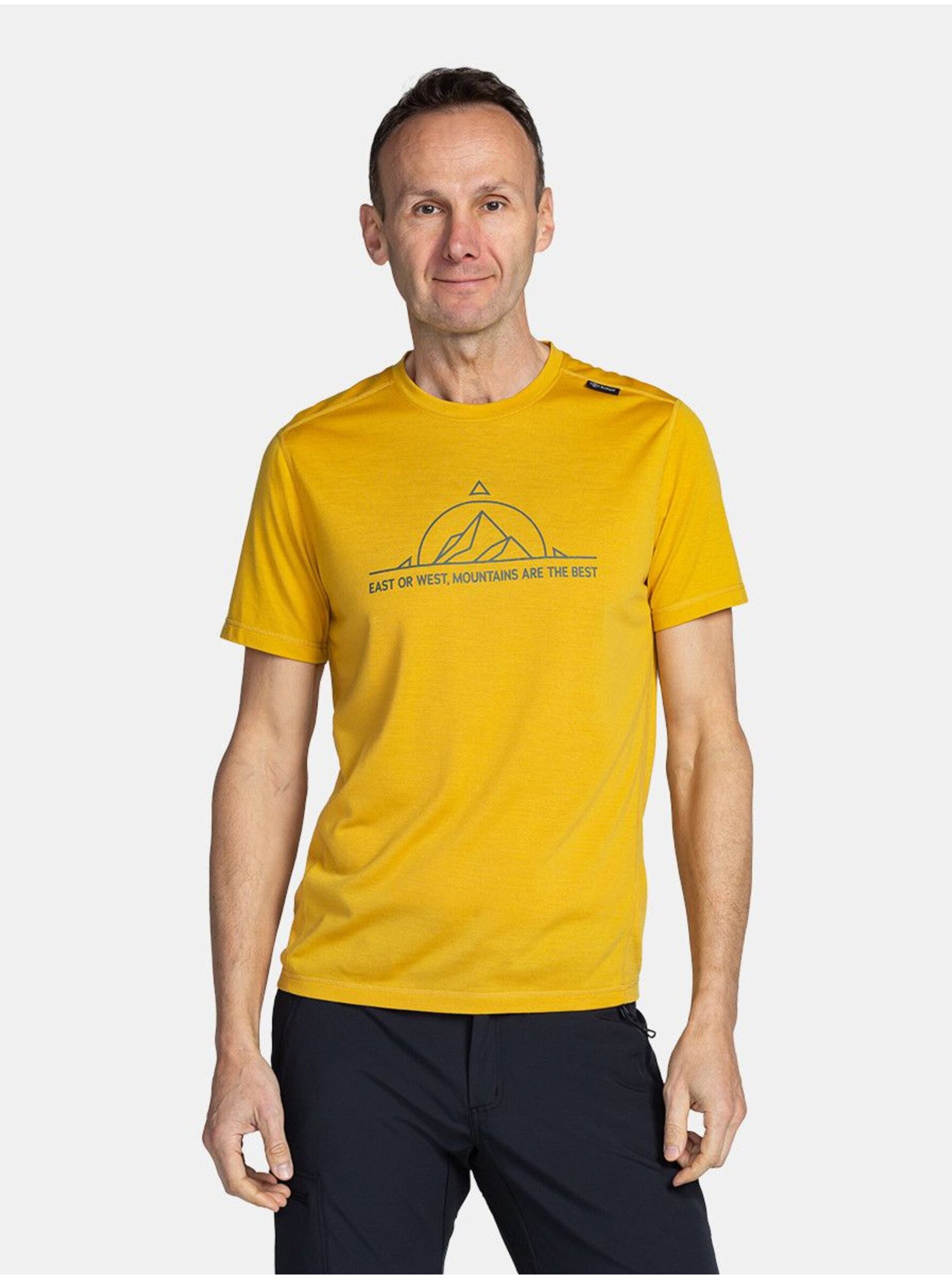 Levně Žluté pánské sportovní tričko s potiskem Kilpi MERIN