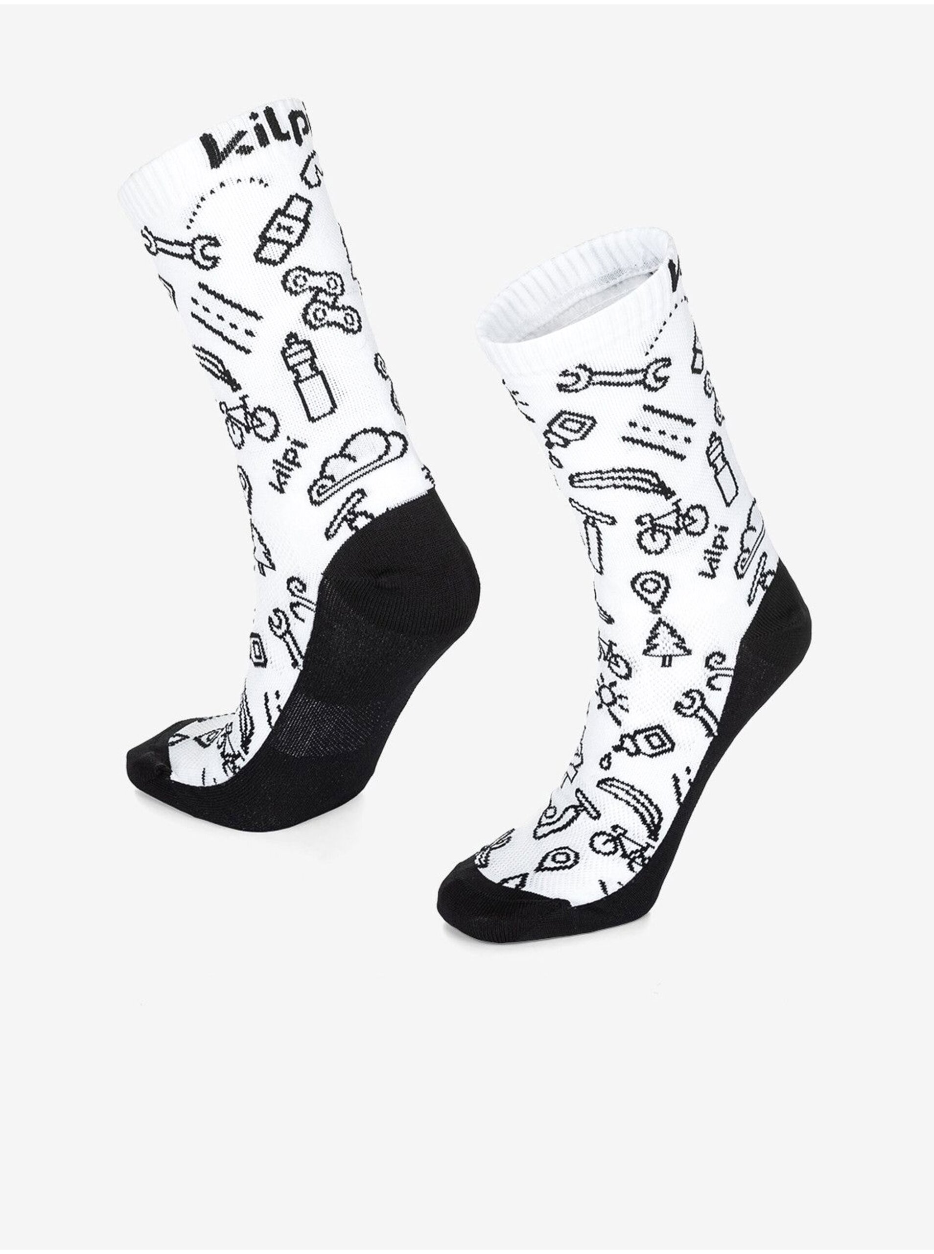Lacno Čierno-biele unisex športové ponožky Kilpi FINISHER