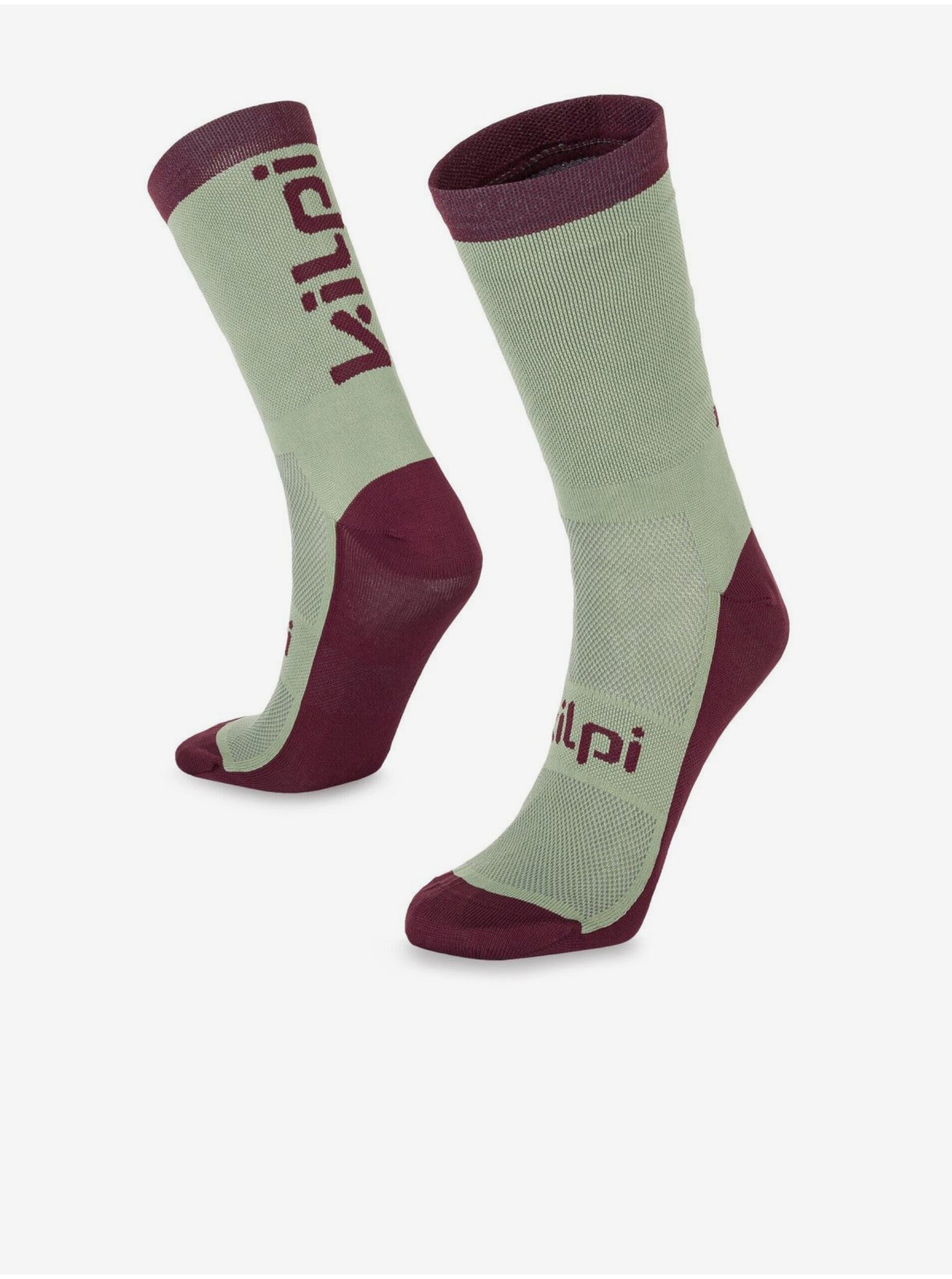 Lacno Bordovo-zelené unisex športové ponožky Kilpi BORENY