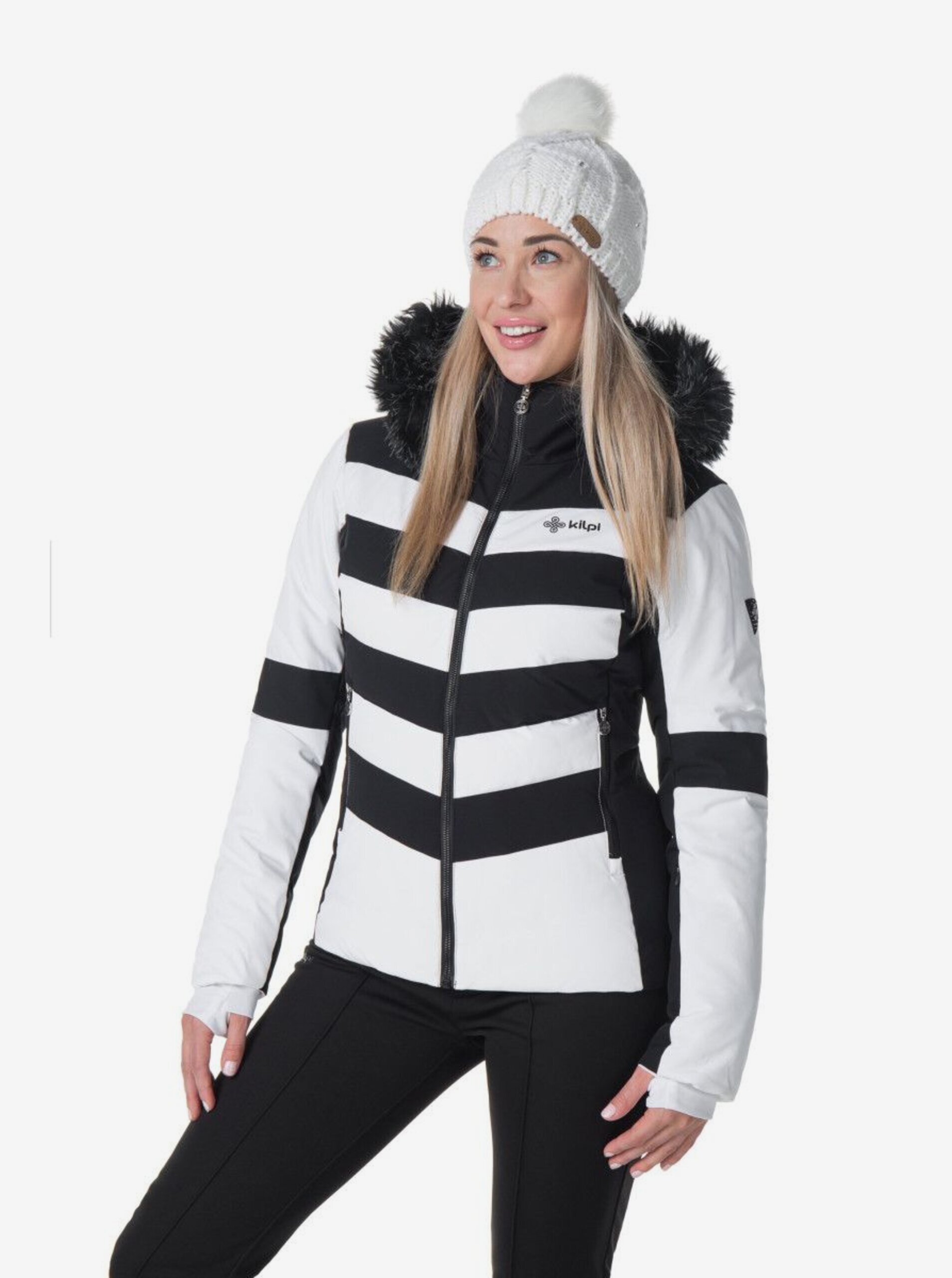 Levně Černo-bílá dámská lyžařská bunda Kilpi Massima