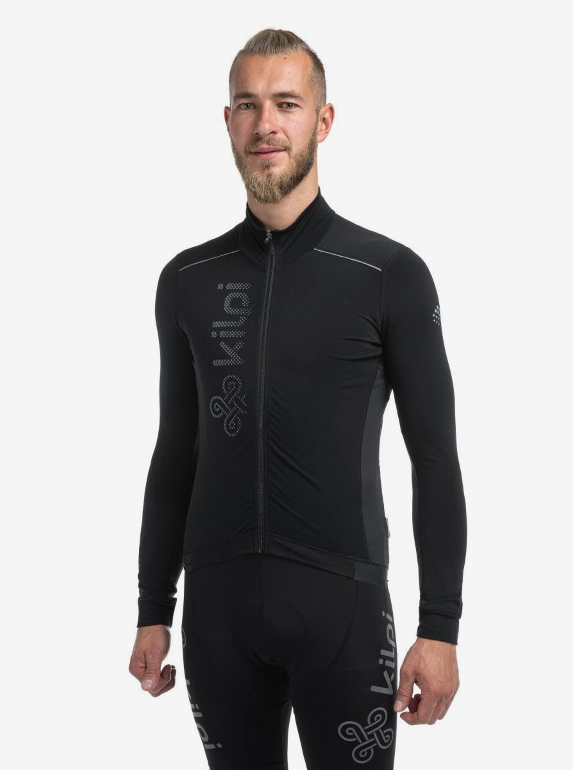 Lacno Čierne pánske cyklistické tričko s dlhým rukávom Kilpi CAMPOS-M