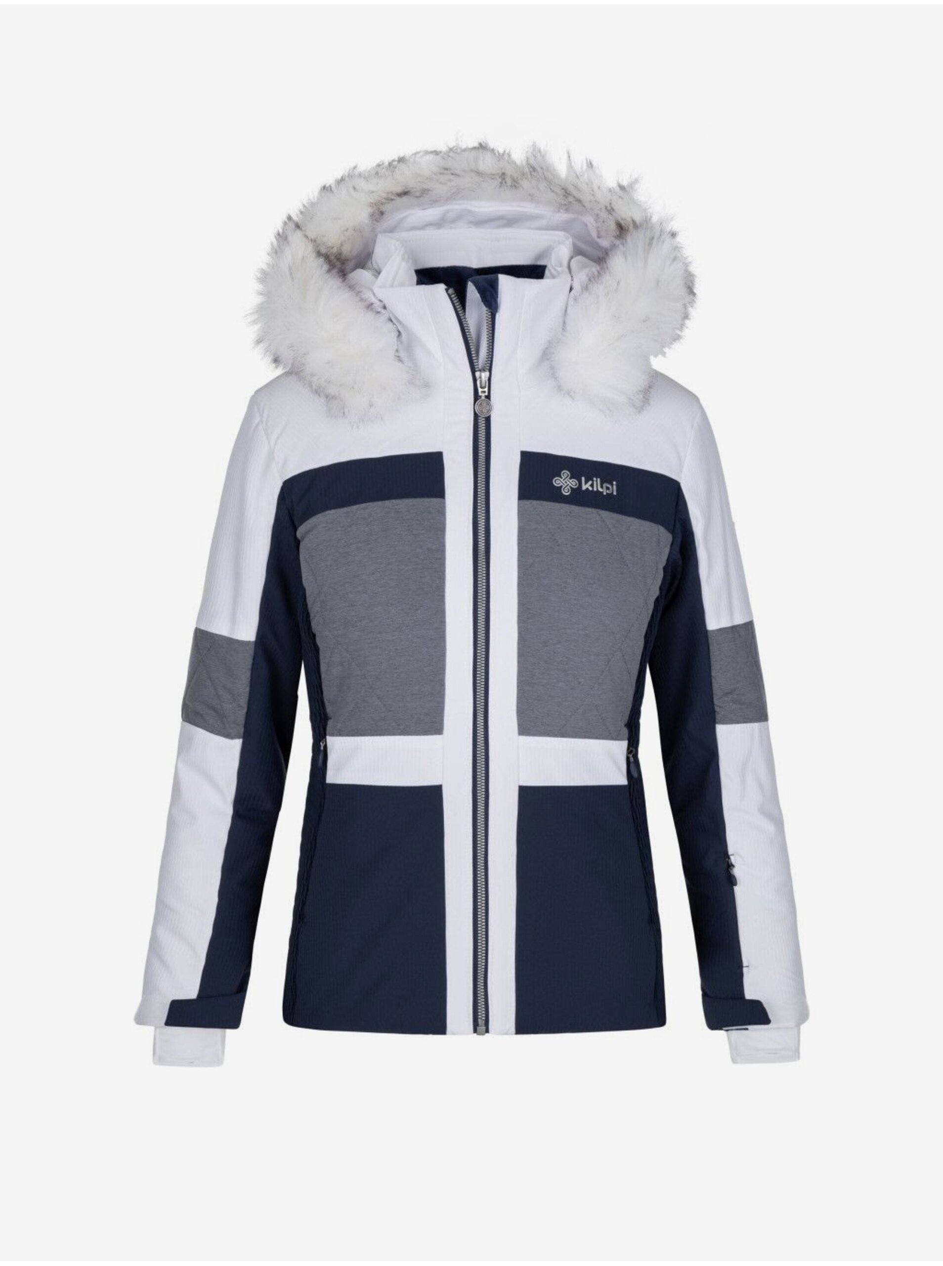 Levně Bílo-tmavě modrá dámská lyžařská zimní bunda Kilpi Alsa-W