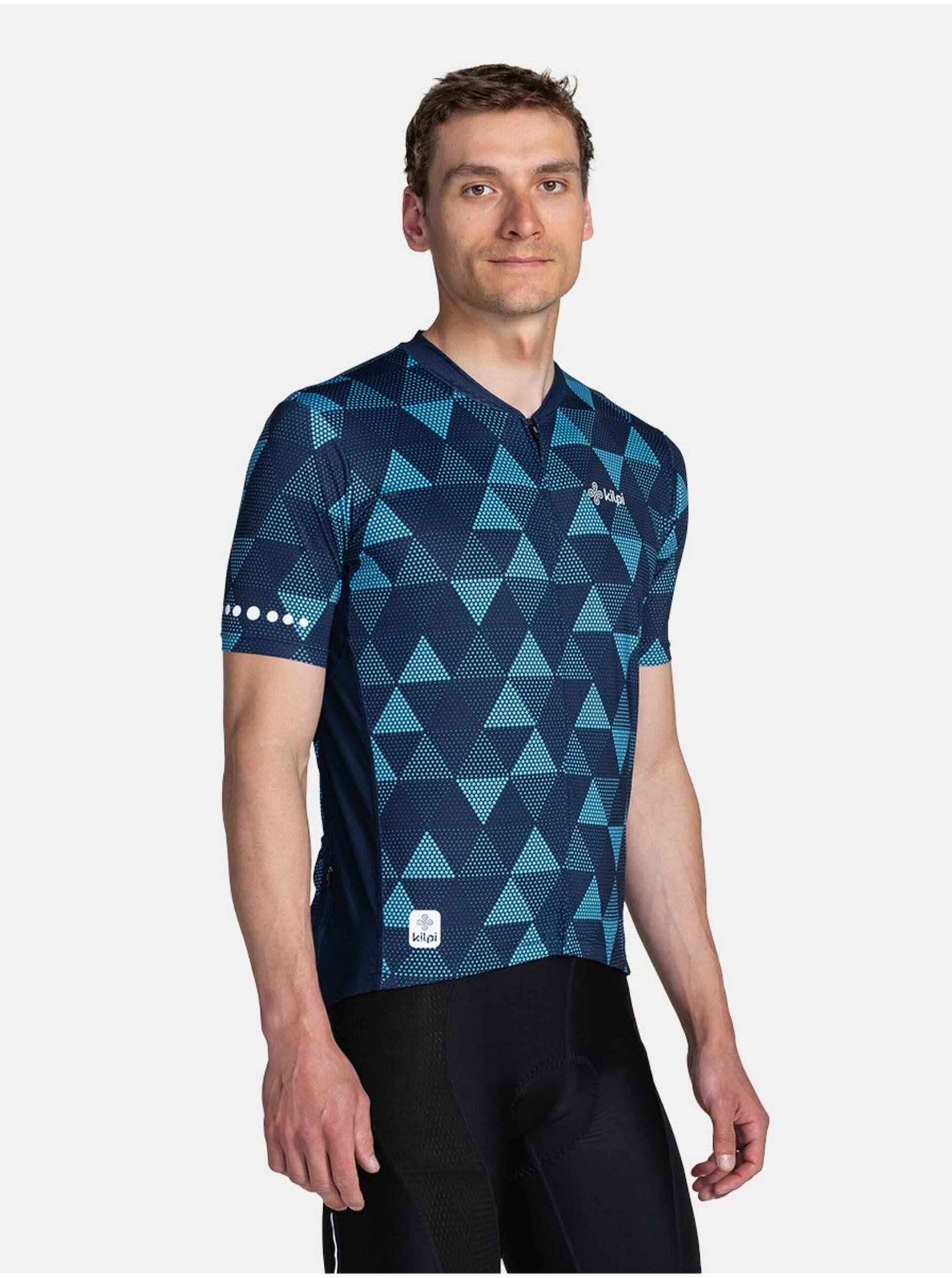 Levně Tmavě modrý pánský vzorovaný cyklistický dres Kilpi SALETTA-M