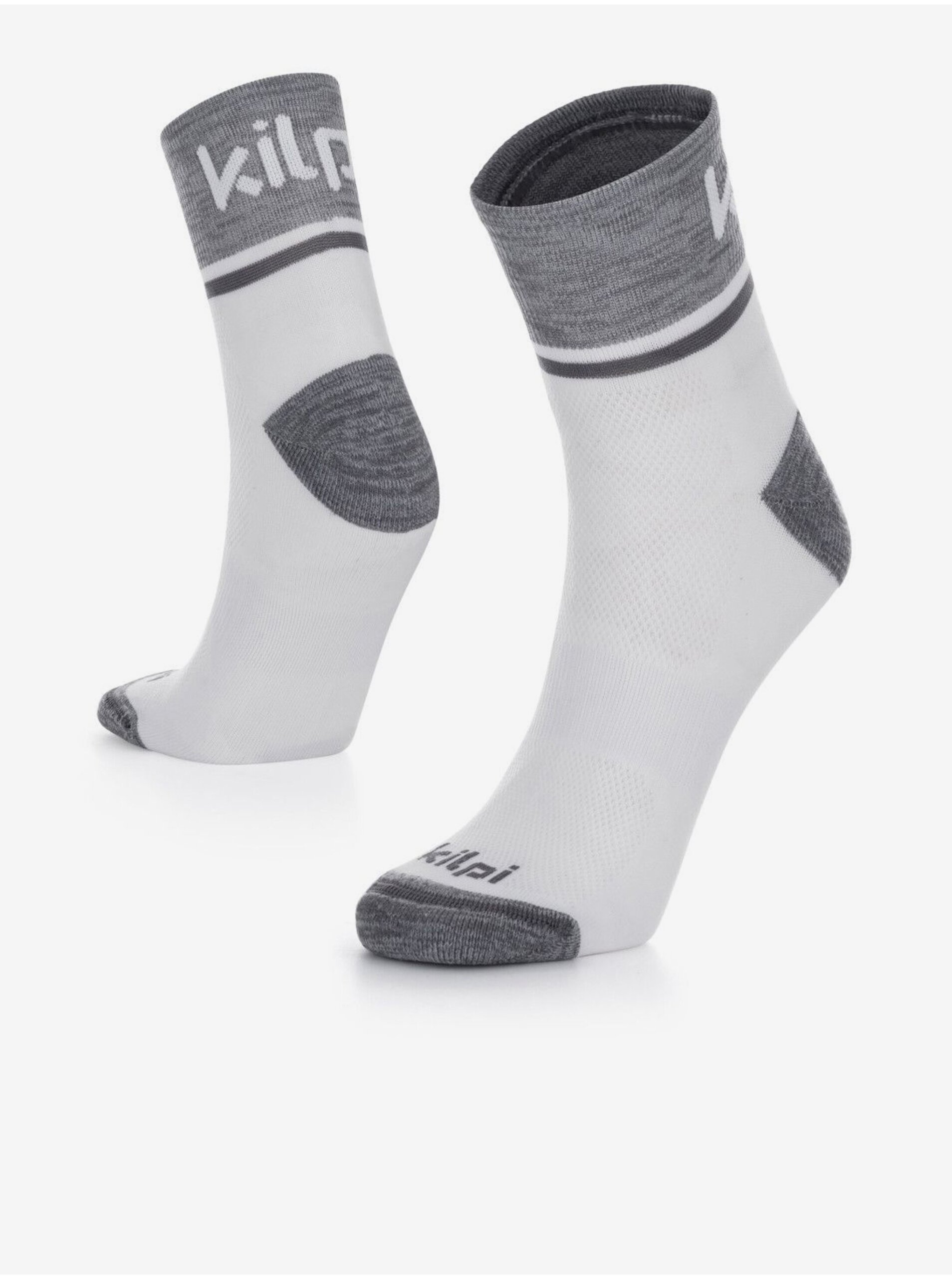Levně Šedo-bílé unisex sportovní ponožky Kilpi SPEED