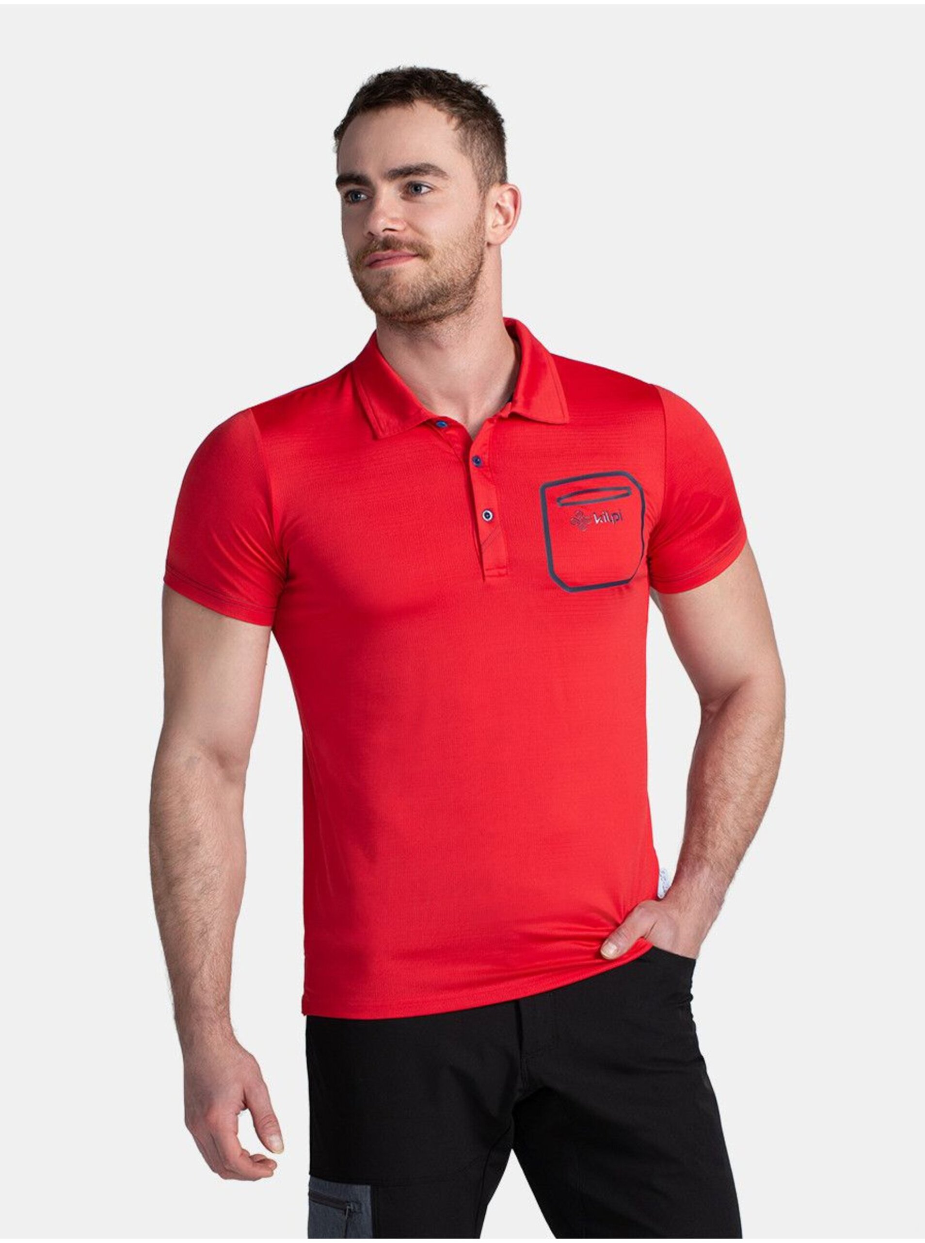 Lacno Červené pánske športové polo tričko Kilpi GIVRY