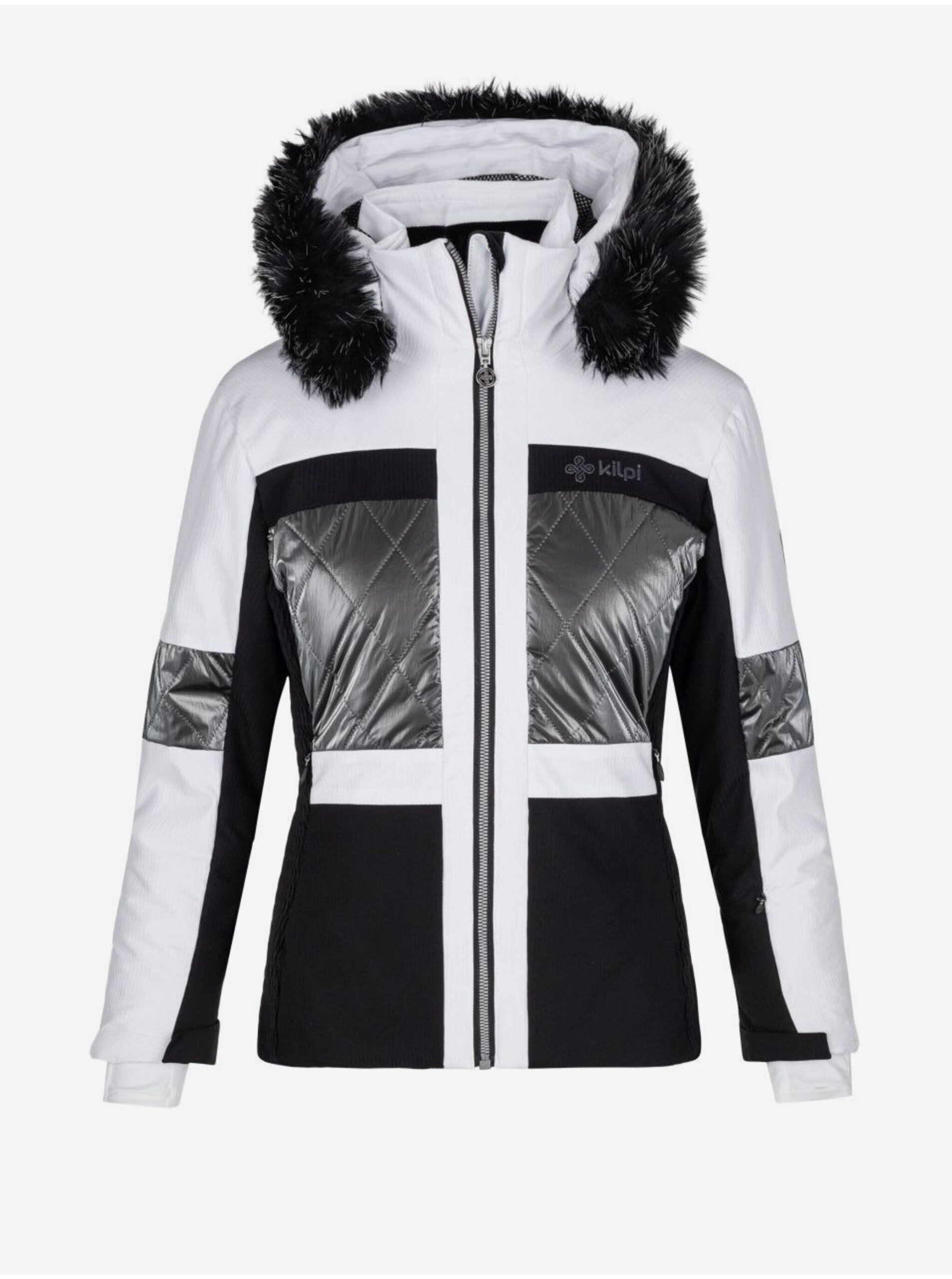 Levně Bílo-černá dámská lyžařská zimní bunda Kilpi Elza-W