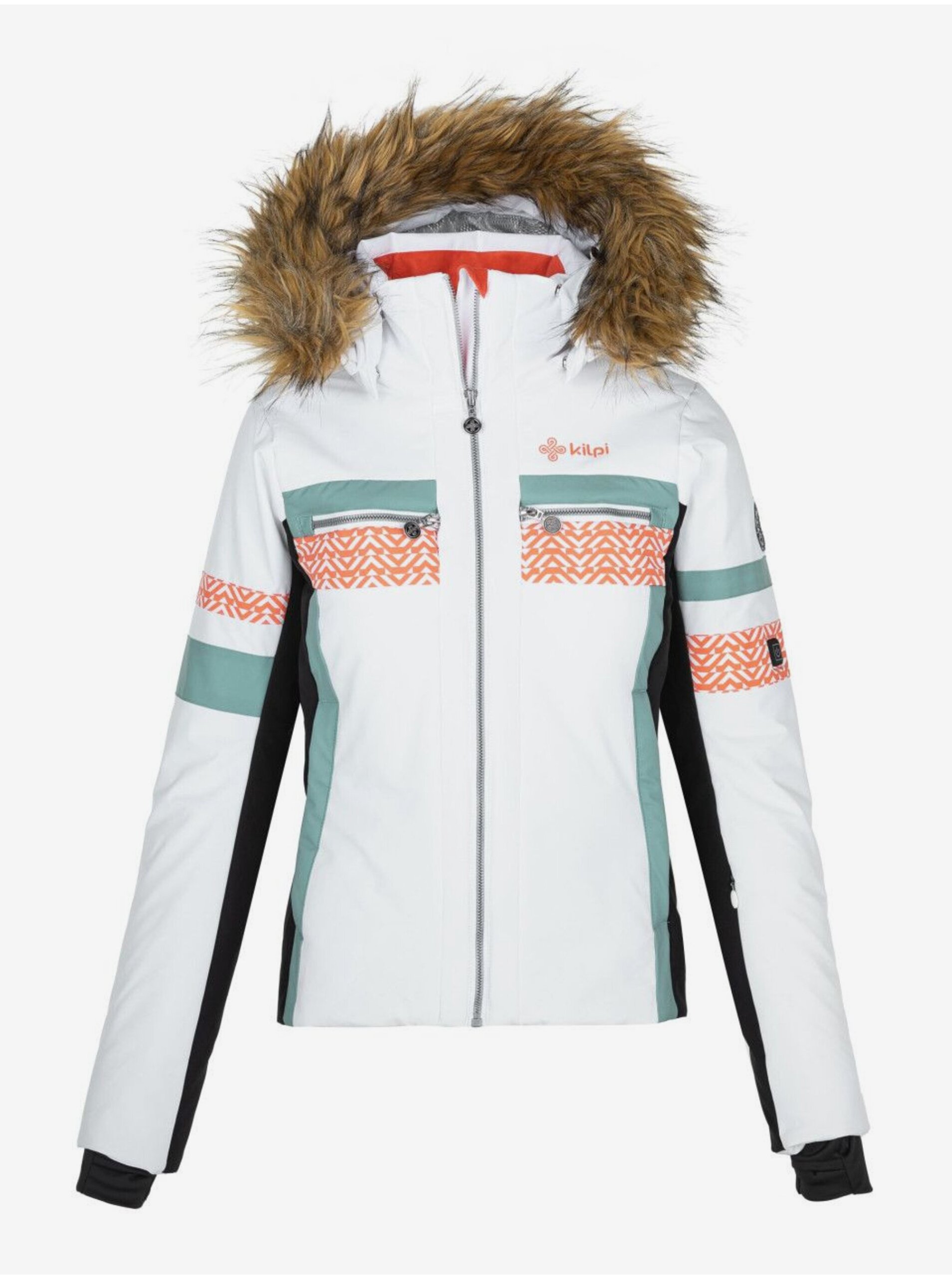 Levně Bílá dámská lyžařská vyhřívaná bunda Kilpi Aniela-W