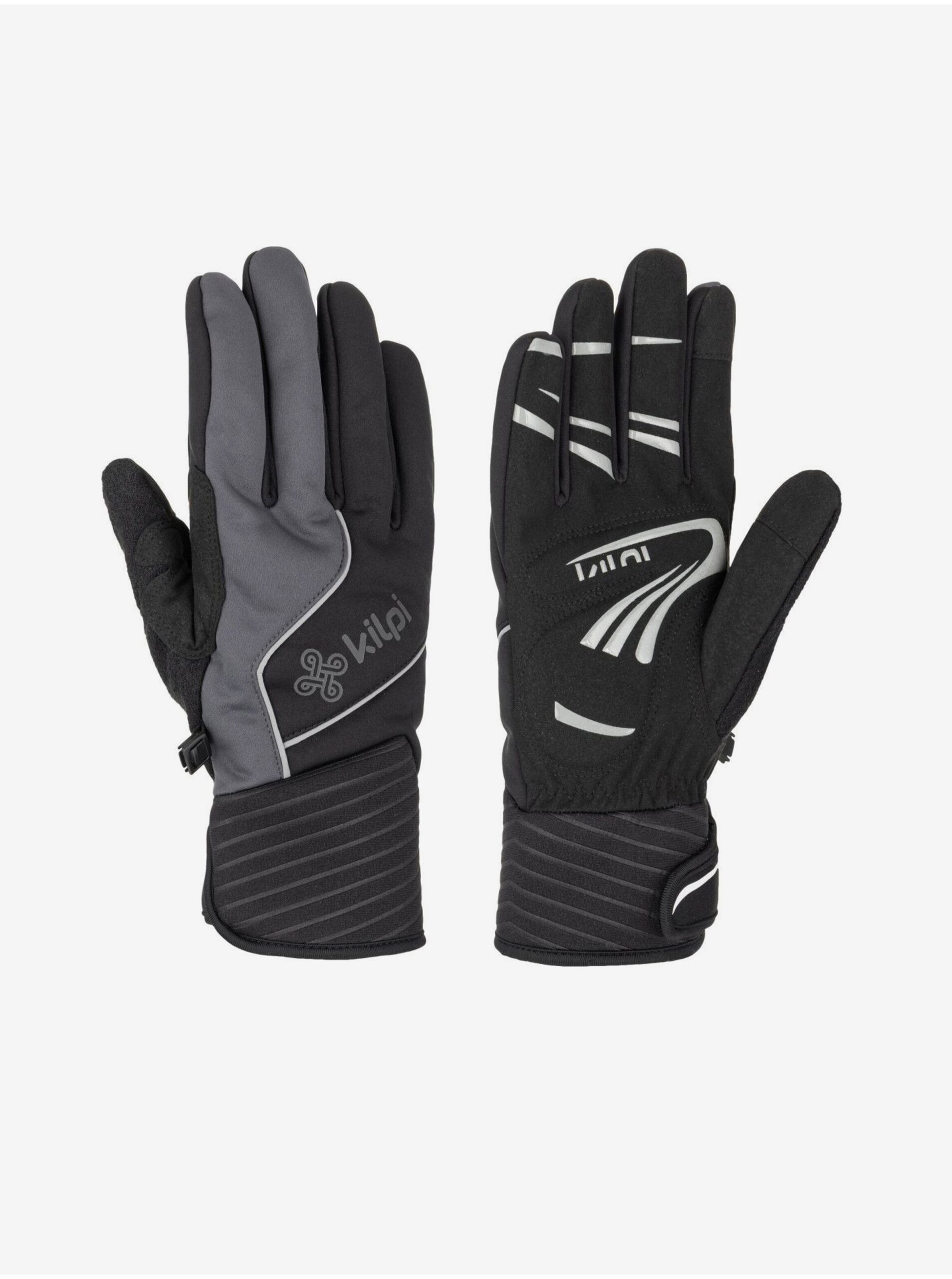 Lacno Šedo-čierne unisex zimné športové rukavice Kilpi NEVIL-U