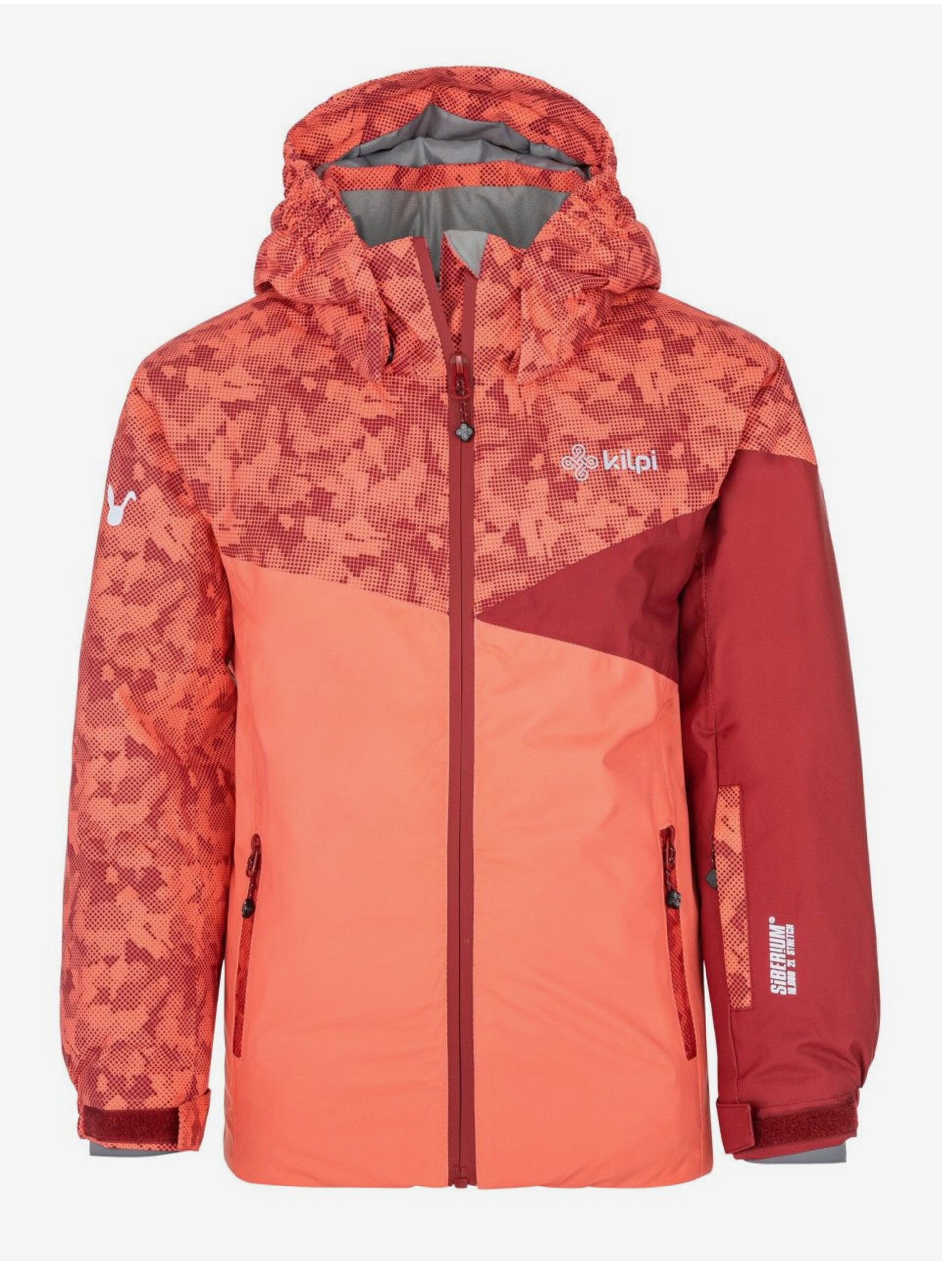 Levně Červeno-oranžová holčičí vzorovaná lyžařská bunda Kilpi SAARA-JG