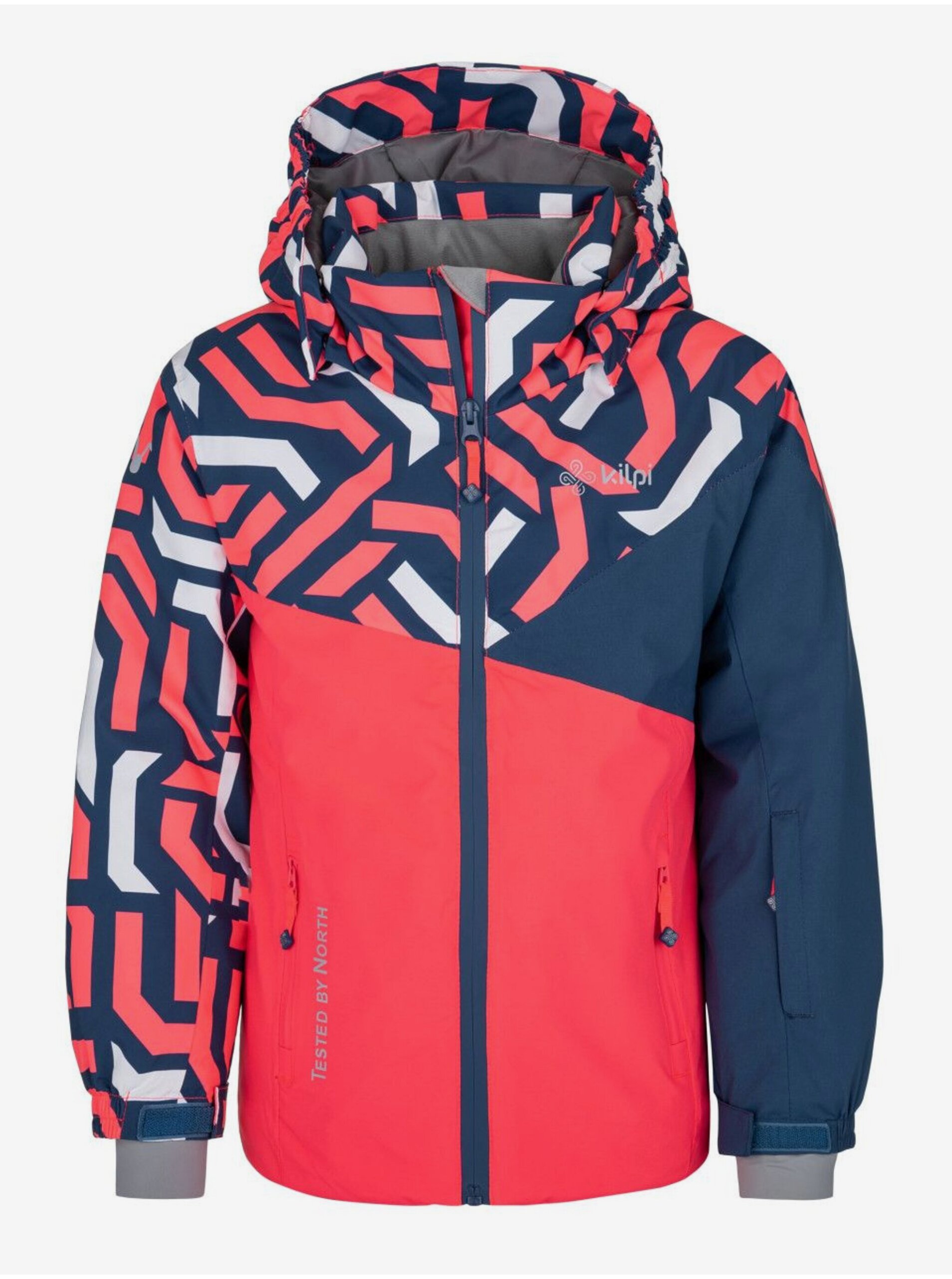 Levně Modro-růžová holčičí vzorovaná lyžařská bunda Kilpi SAARA-JG
