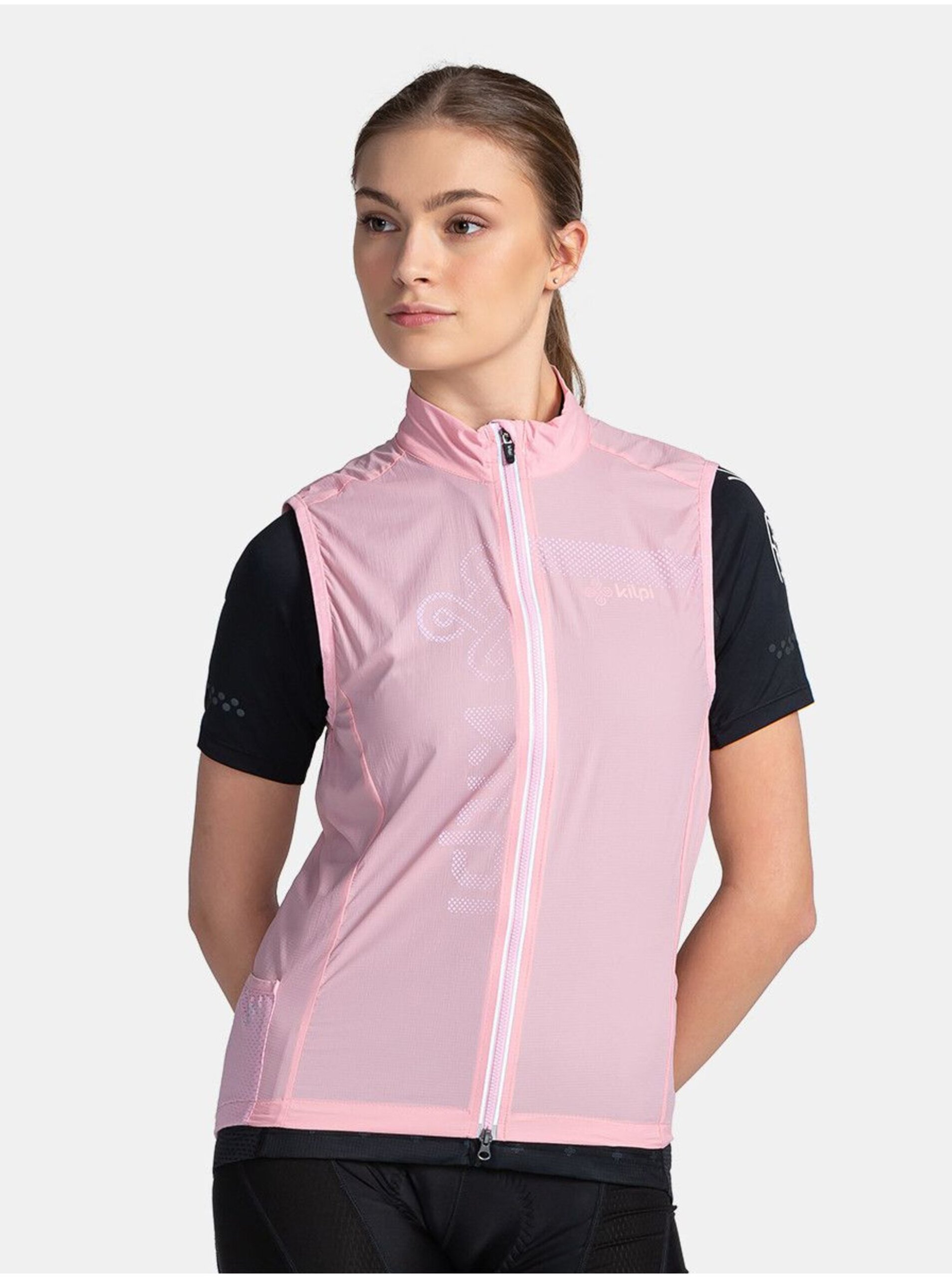 Levně Světle růžová dámská lehká sportovní vesta Kilpi Flow