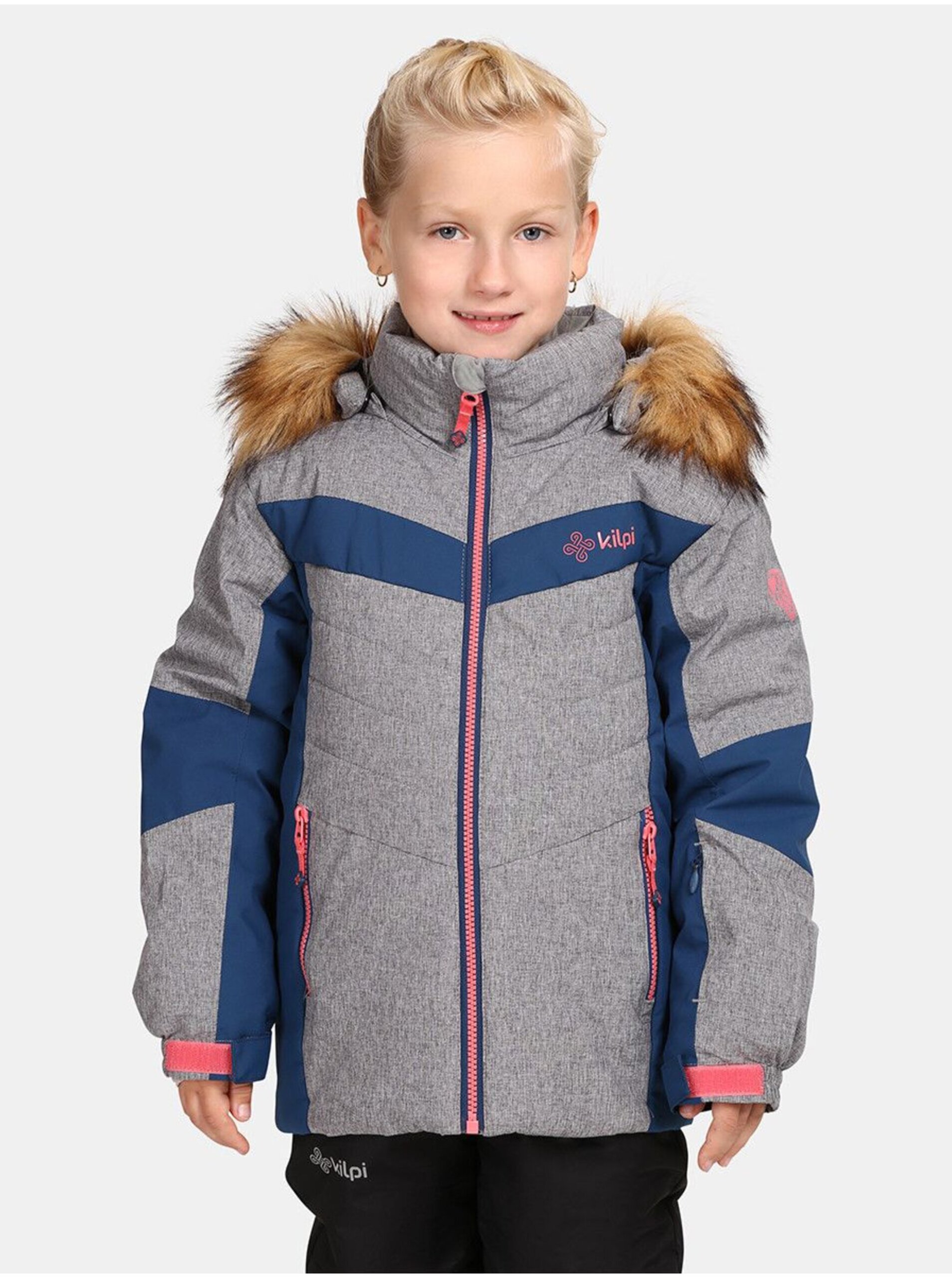 Levně Modro-šedá holčičí lyžařská bunda Kilpi Alisia