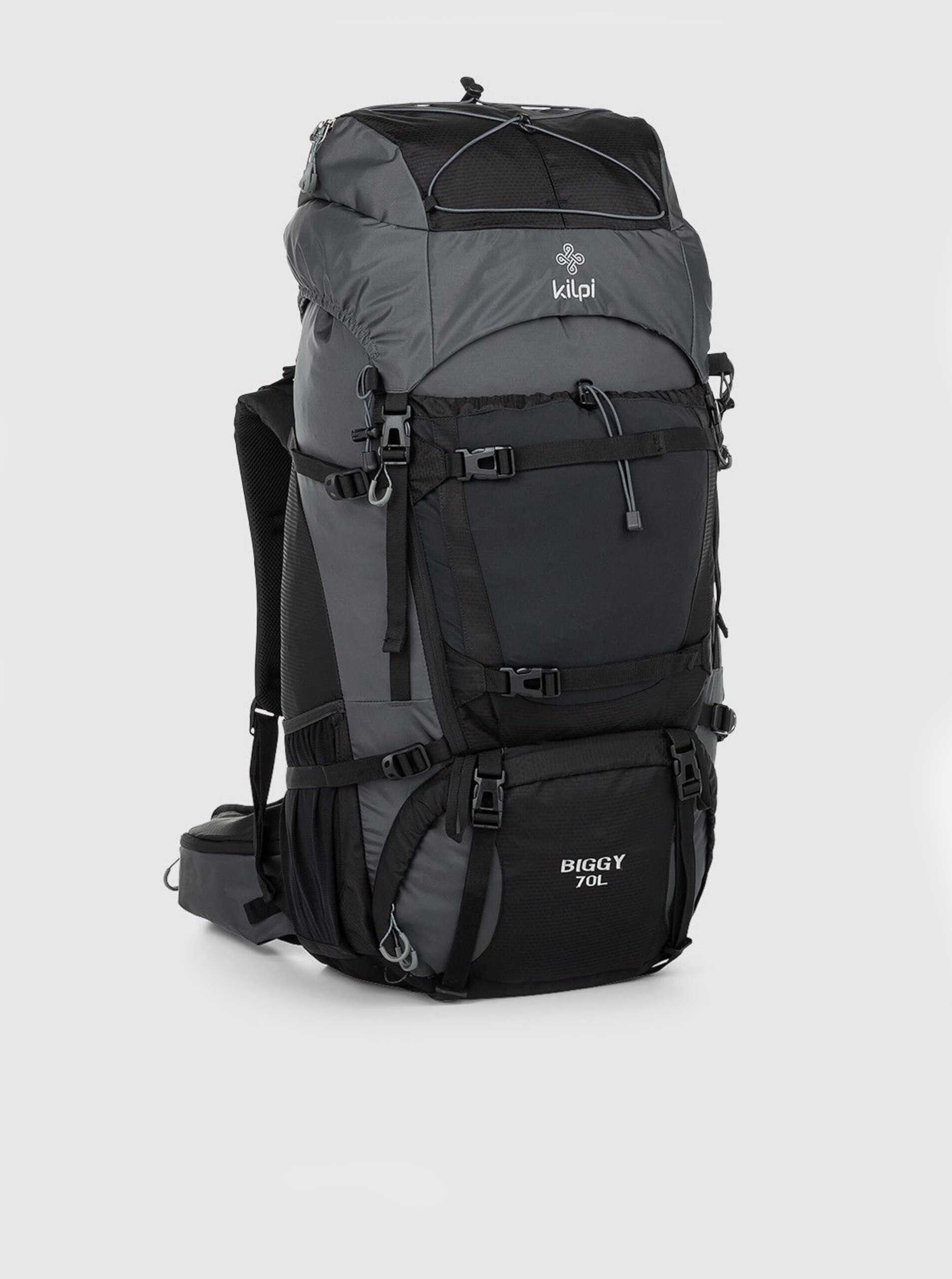 Lacno Šedo-čierny unisex športový ruksak Kilpi BIGGY (70 l)