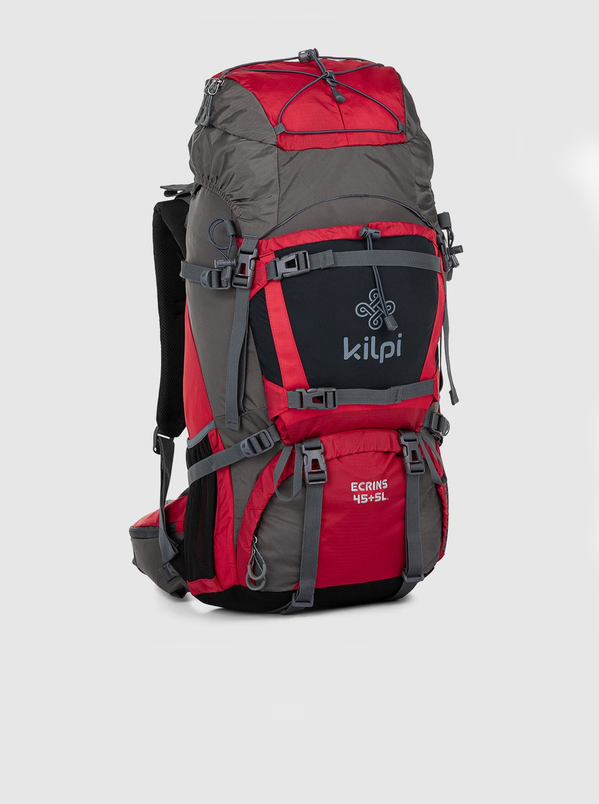 Lacno Šedo-červený unisex športový ruksak Kilpi ECRINS (45+5 l)