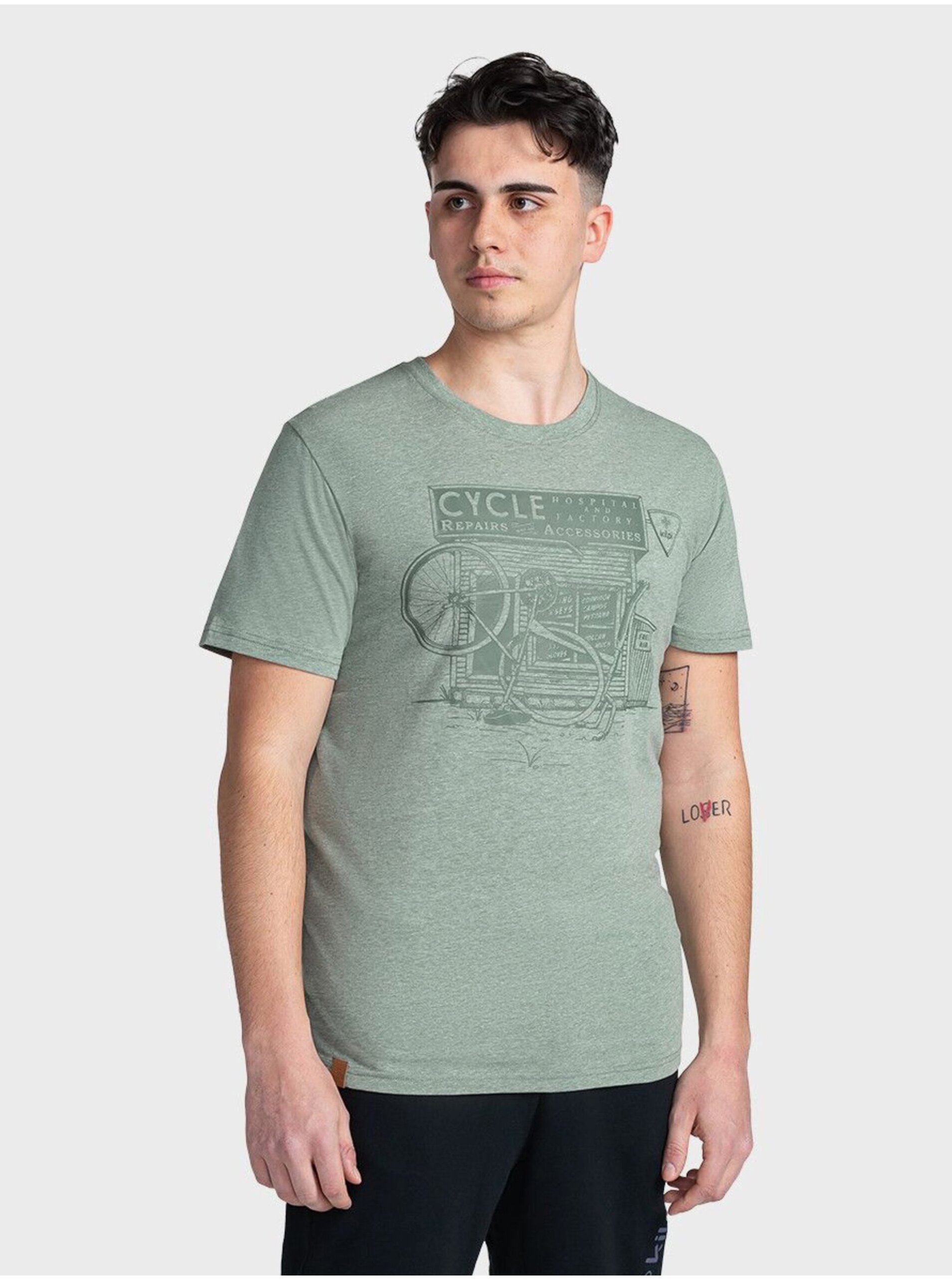 Levně Zelené pánské tričko s potiskem Kilpi PORTELA