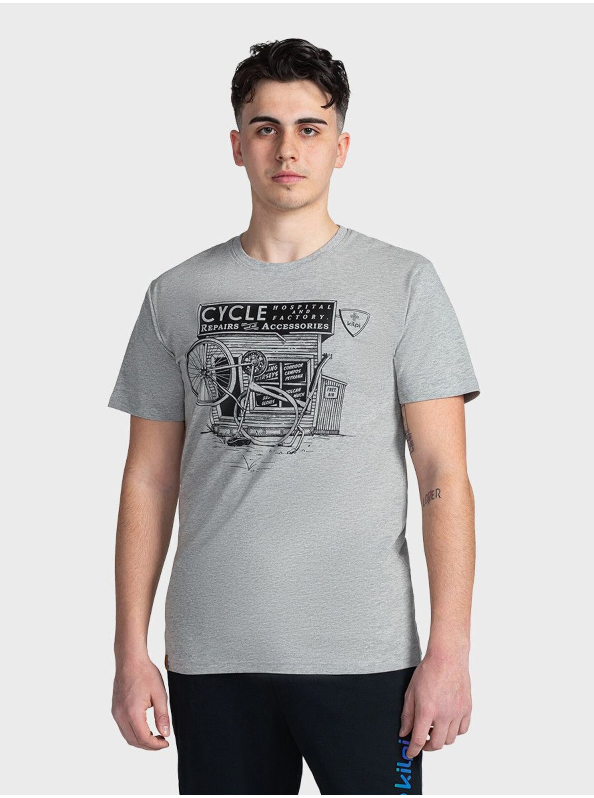 E-shop Světle šedé pánské tričko s potiskem Kilpi PORTELA