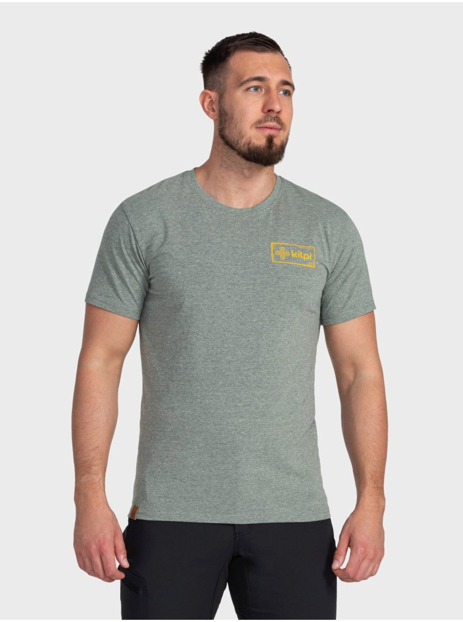 E-shop Zelené pánské tričko s potiskem na zádech Kilpi BANDE