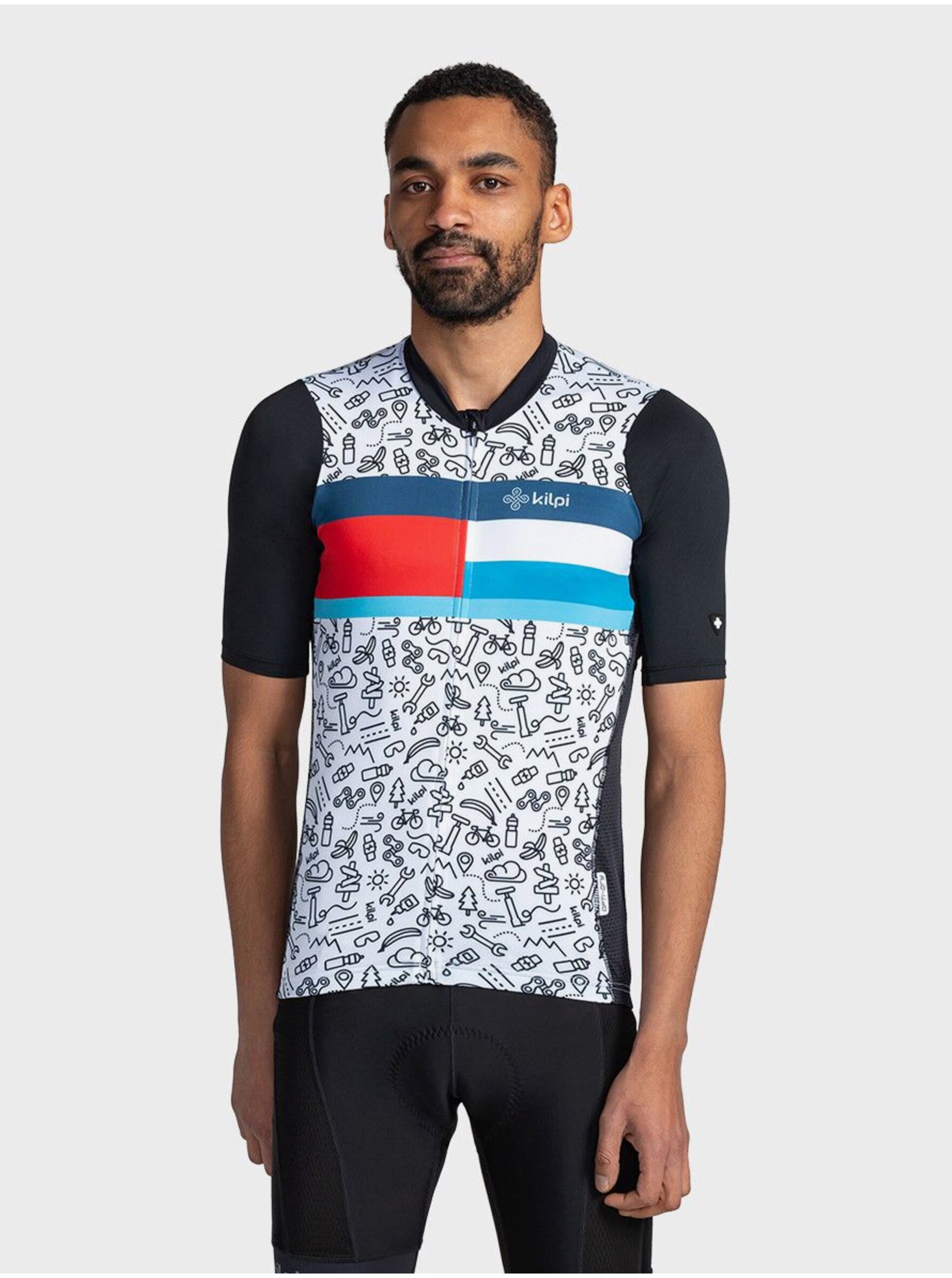 E-shop Černo-bílé pánské sportovní vzorované tričko Kilpi RIVAL