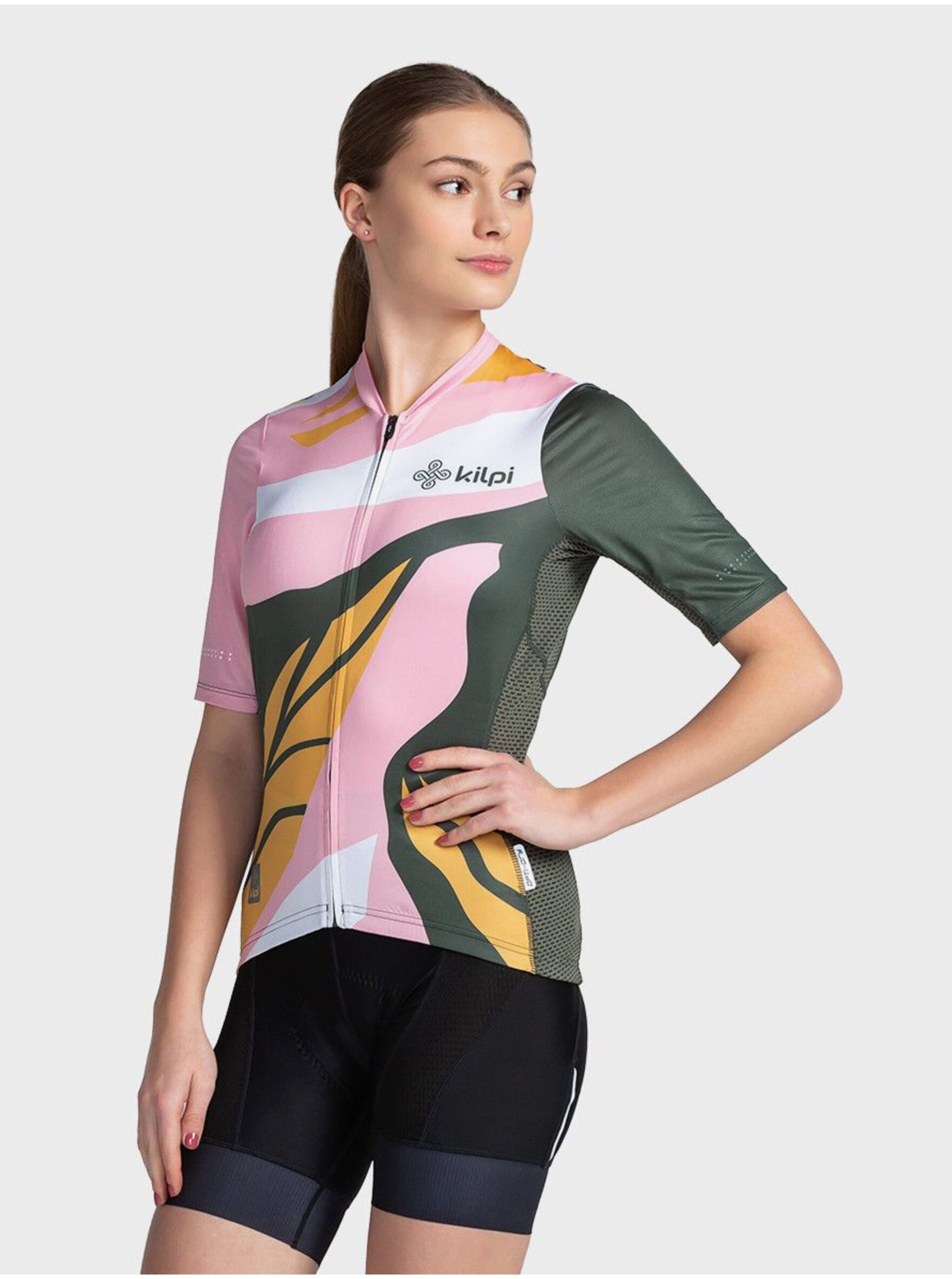 Levně Zeleno-růžové dámské sportovní tričko na zip Kilpi RITAEL