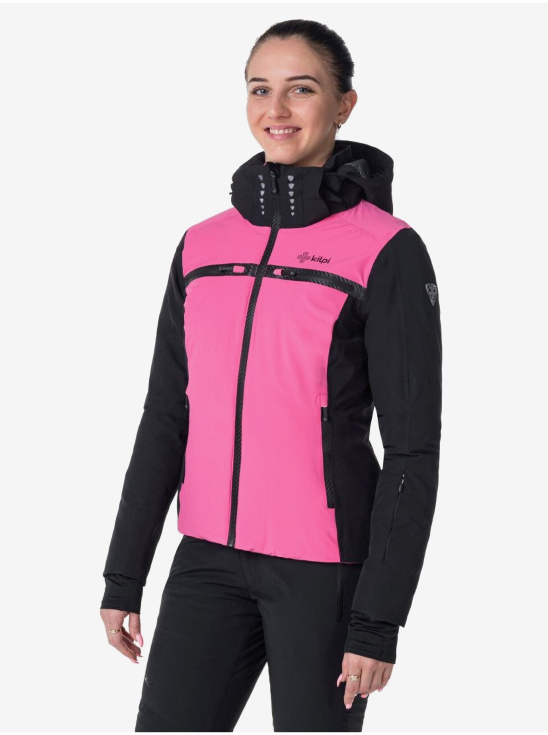 Levně Černo-růžová dámská zimní lyžařská bunda Kilpi HATTORI