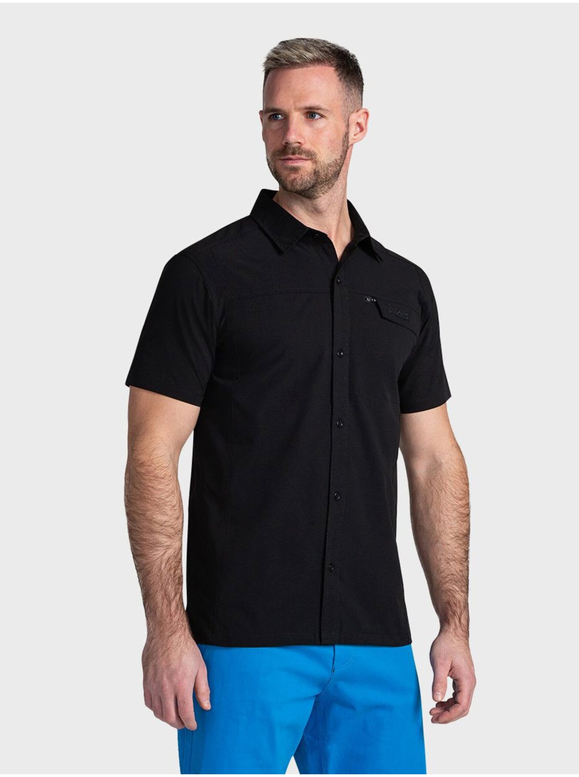 Lacno Čierna pánska športová košeľa s krátkym rukávom Kilpi BOMBAY
