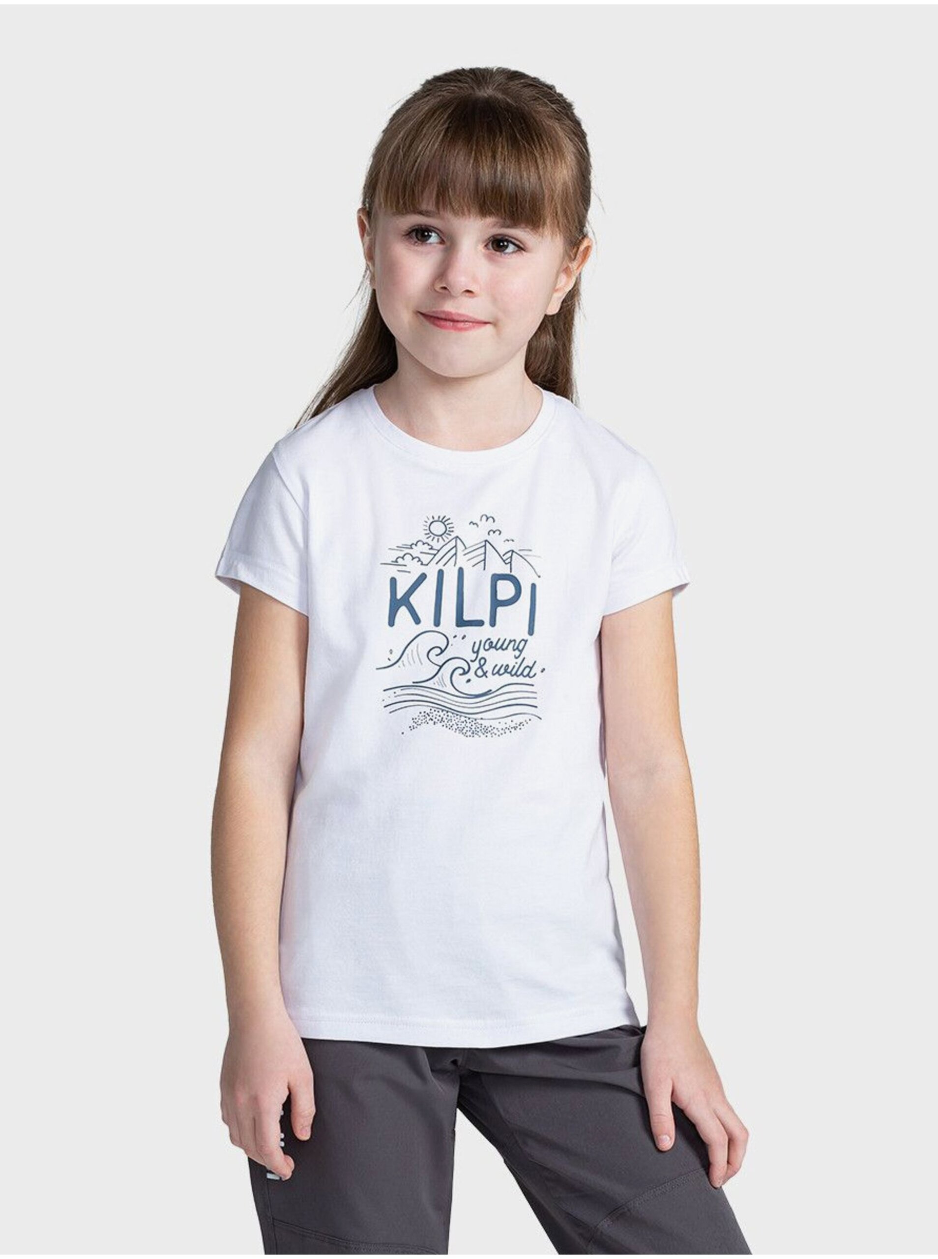 Lacno Biele detské tričko s potlačou Kilpi MALGA