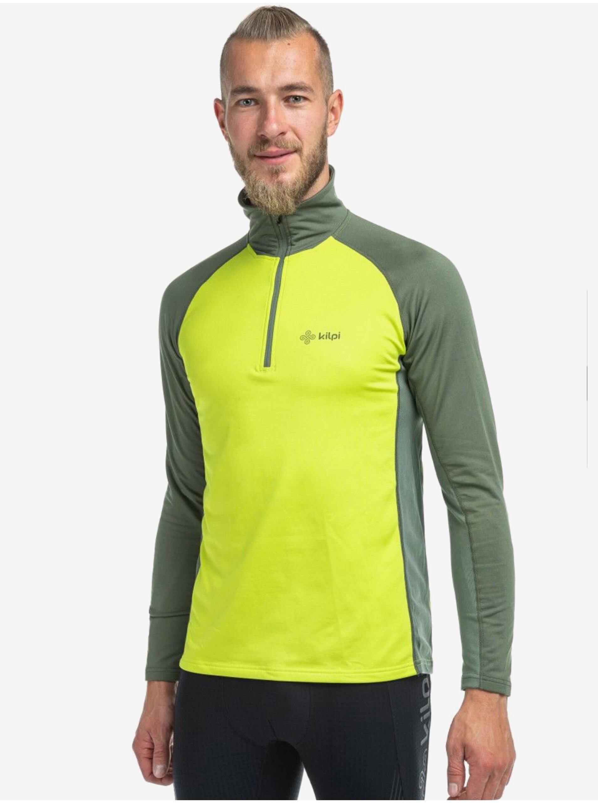 Lacno Neónovo zelené pánske športové tričko so stojačikom Kilpi WILLIE