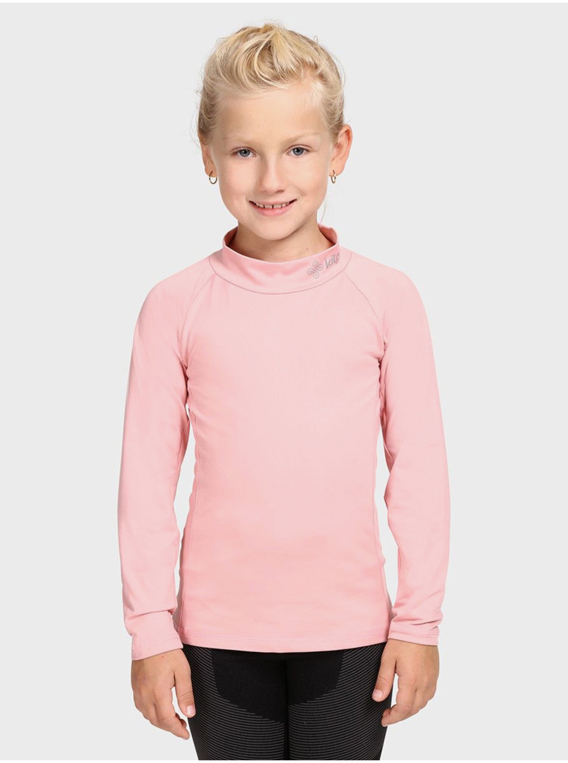 Lacno Svetloružové dievčenské termo tričko so stojačikom KILPI WILLIE