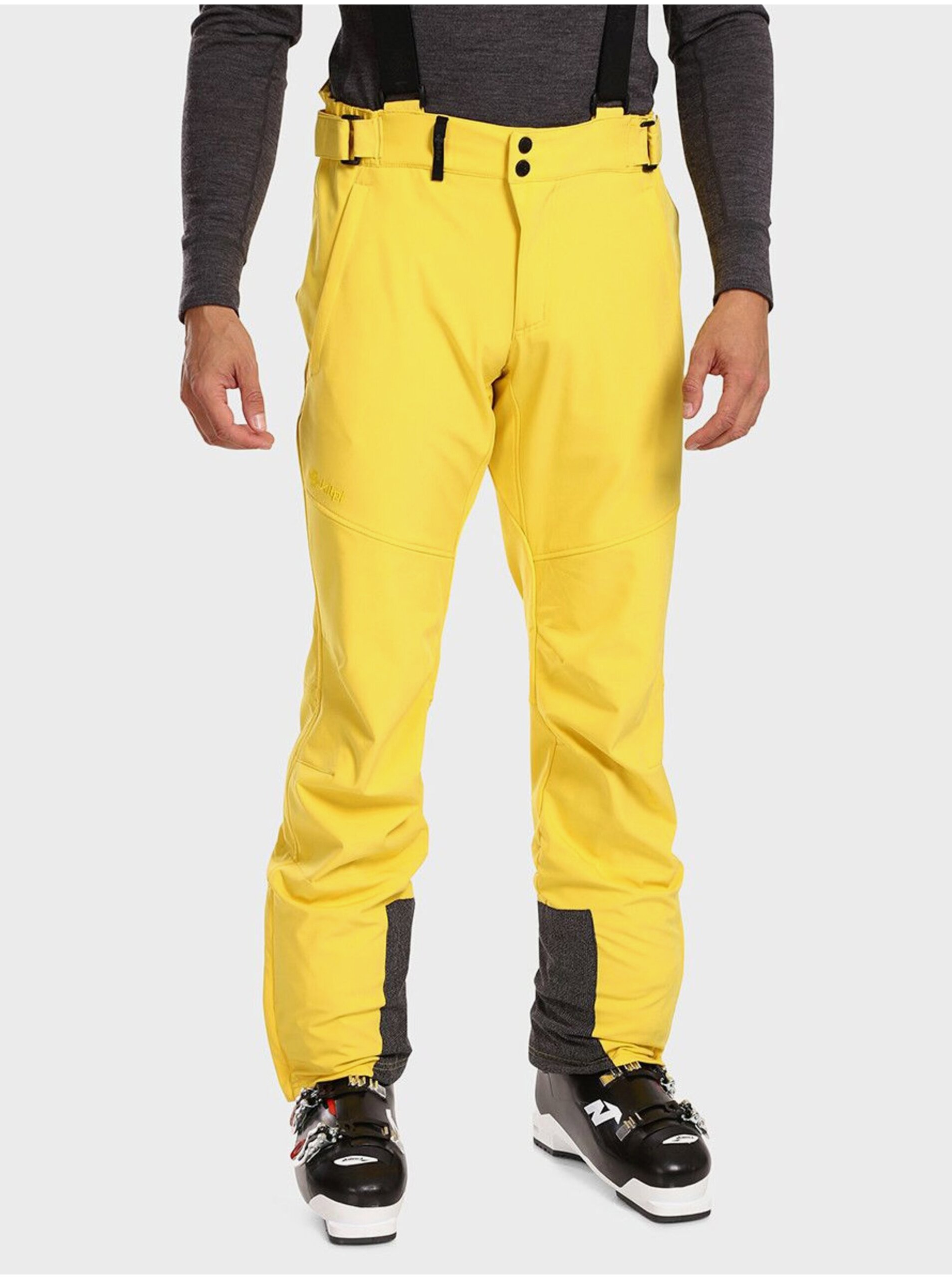 Lacno Žlté pánske softshellové lyžiarske nohavice Kilpi RHEA