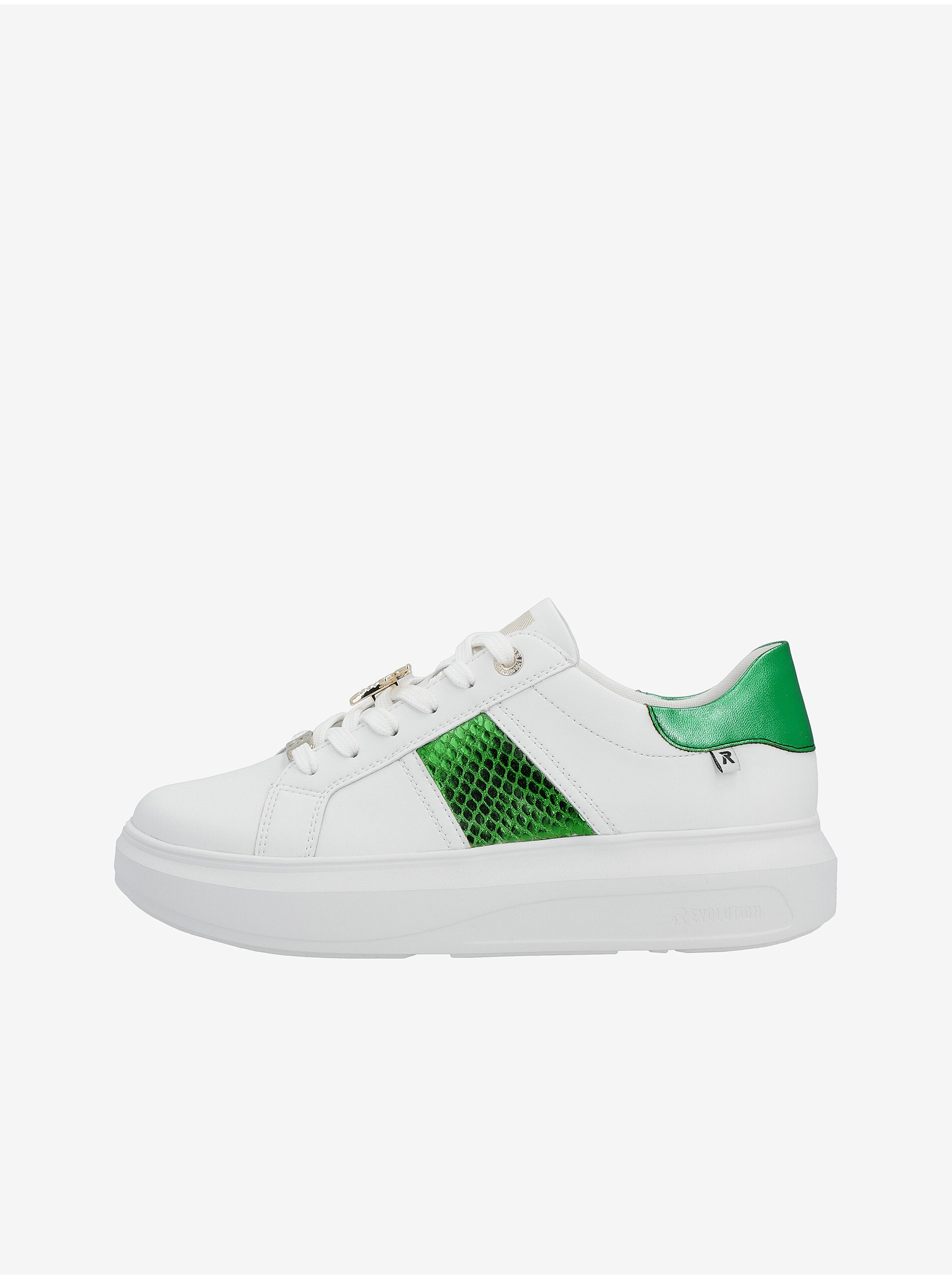 E-shop Zeleno-bílé dámské kožené tenisky Rieker