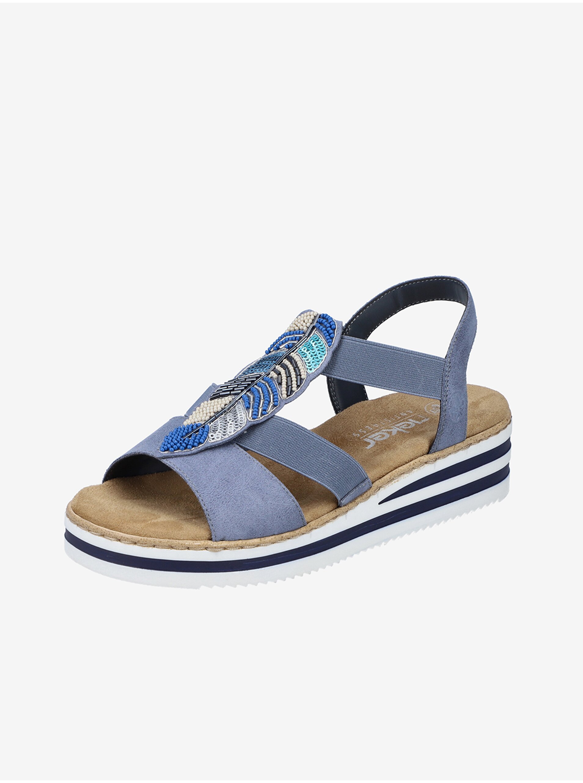 Lacno Modré dámske sandálky Rieker