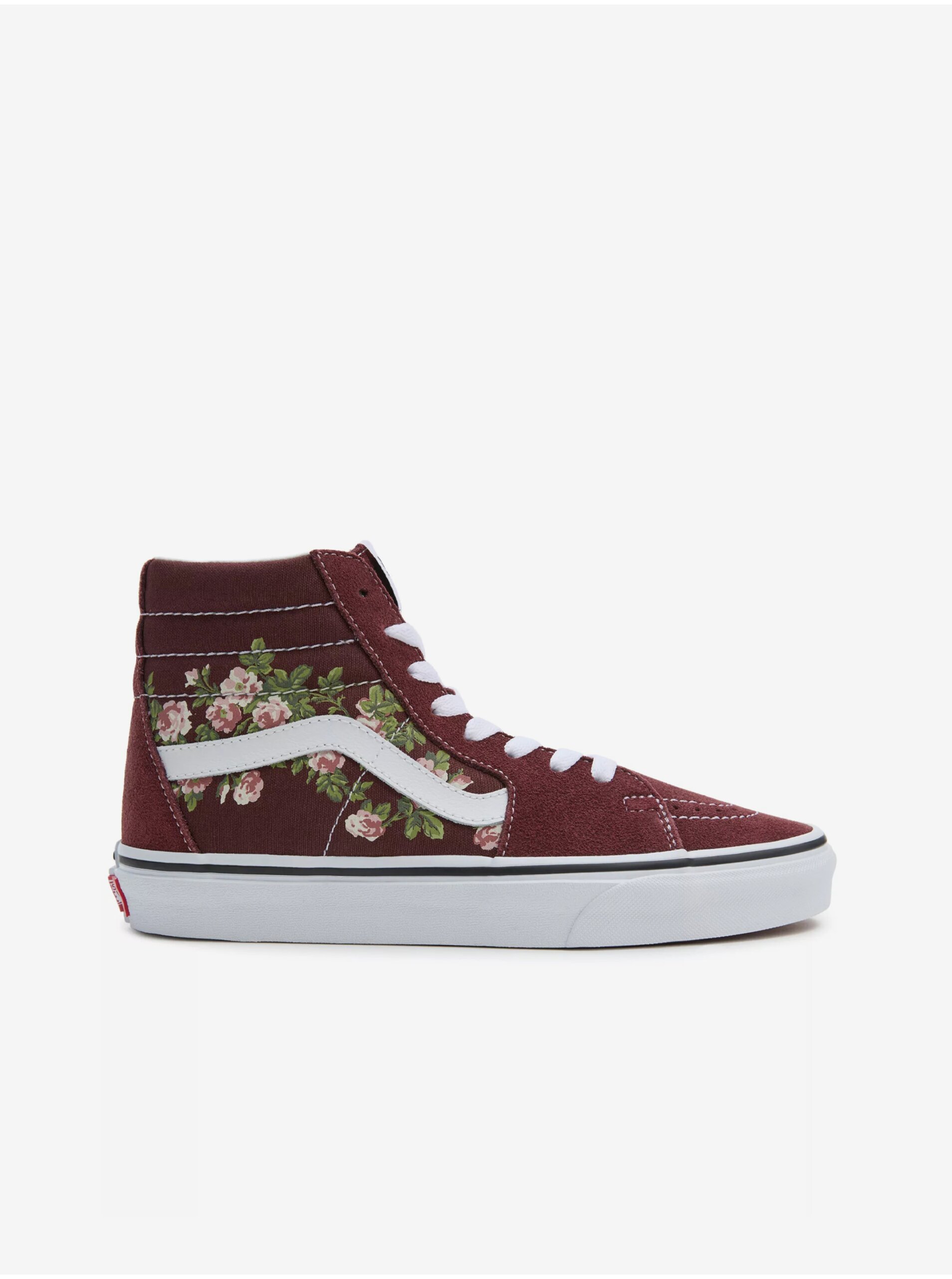 Levně Vínové dámské kotníkové semišové tenisky VANS SK8-Hi