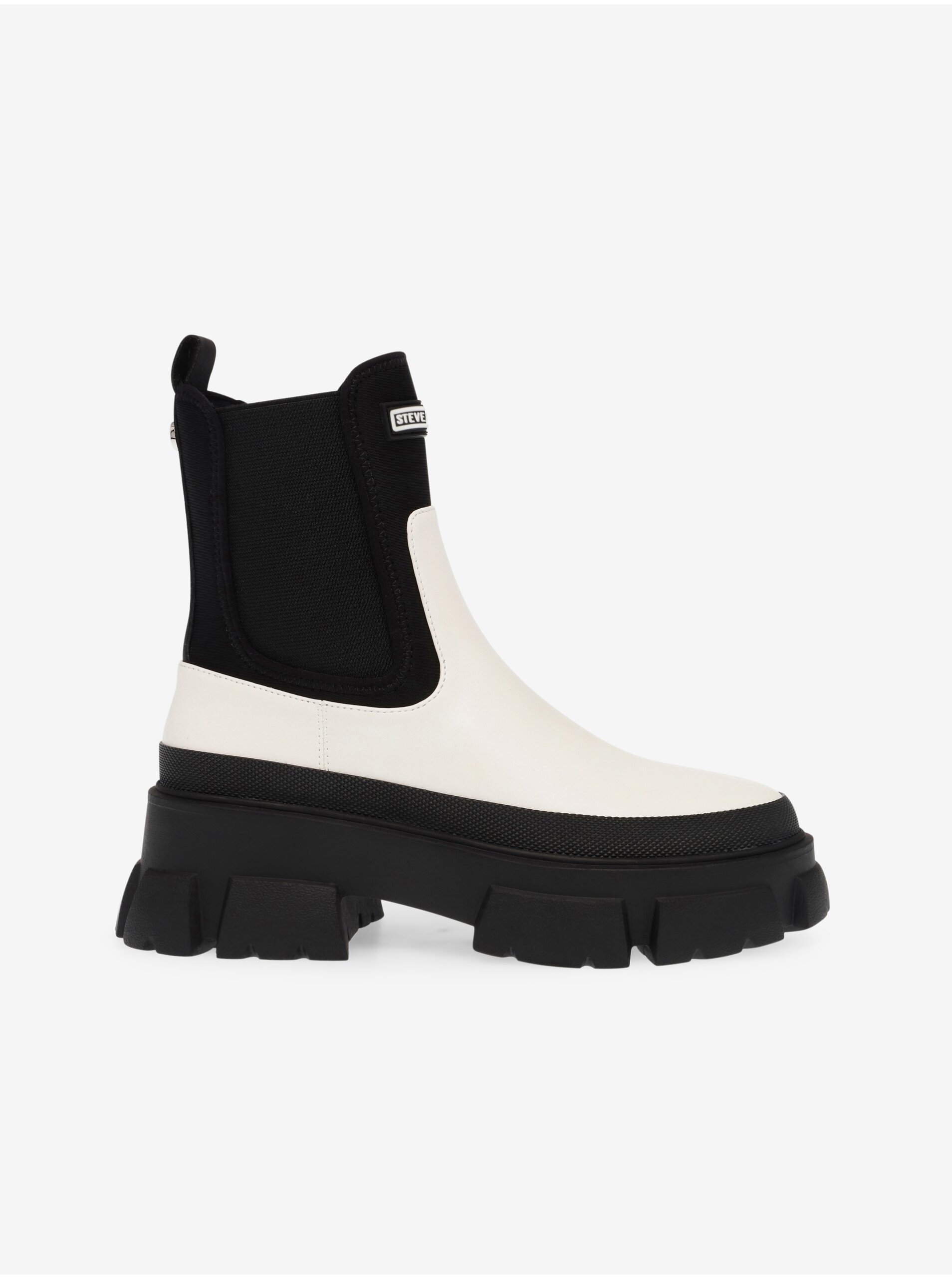 E-shop Čierno-biele dámske kožené chelsea topánky Steve Madden