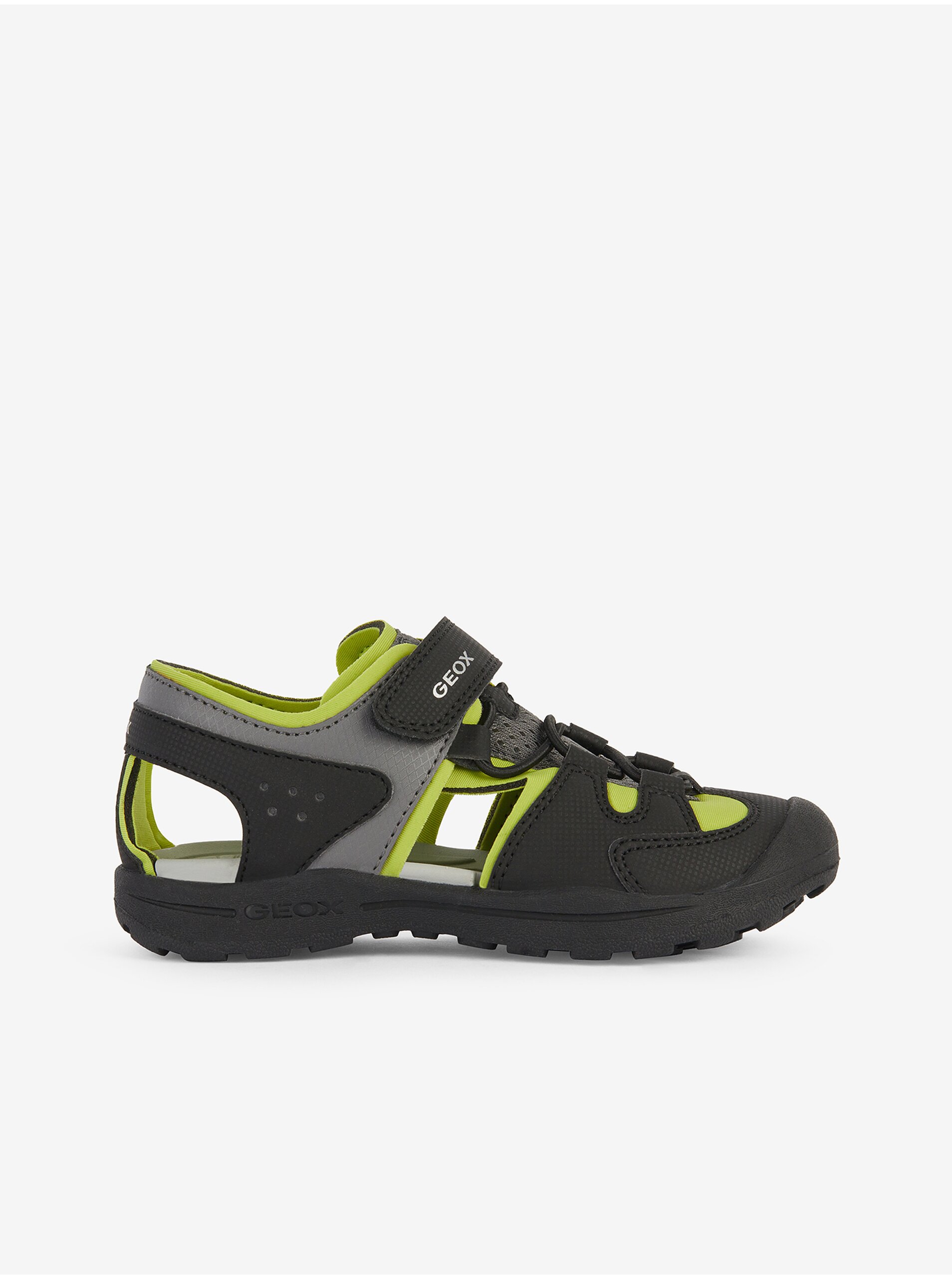 Levně Zeleno-černé klučičí outdoorové sandály Geox Vaniett