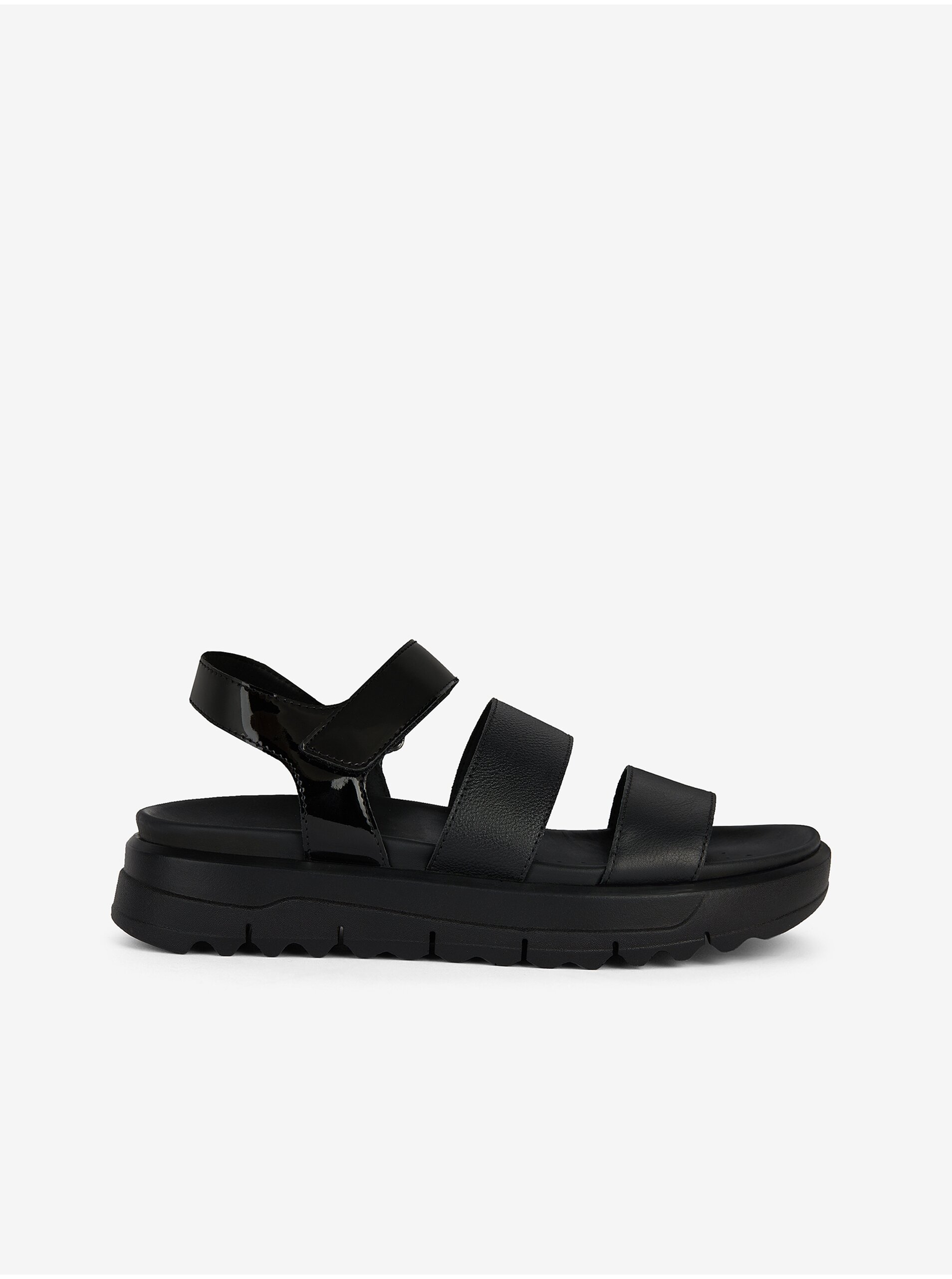 E-shop Čierne dámske kožené sandále Geox Xand