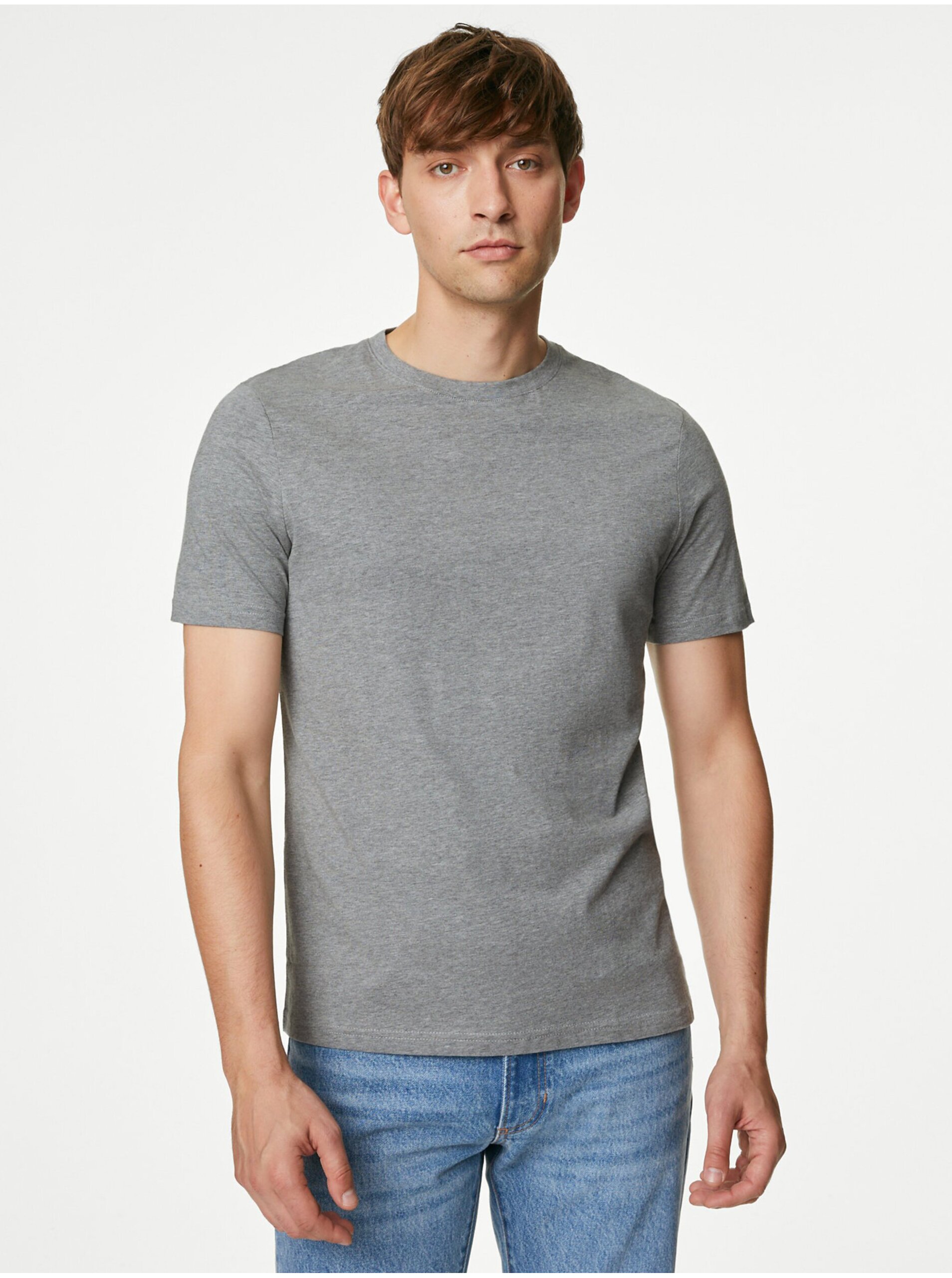E-shop Šedé pánské basic tričko Marks & Spencer
