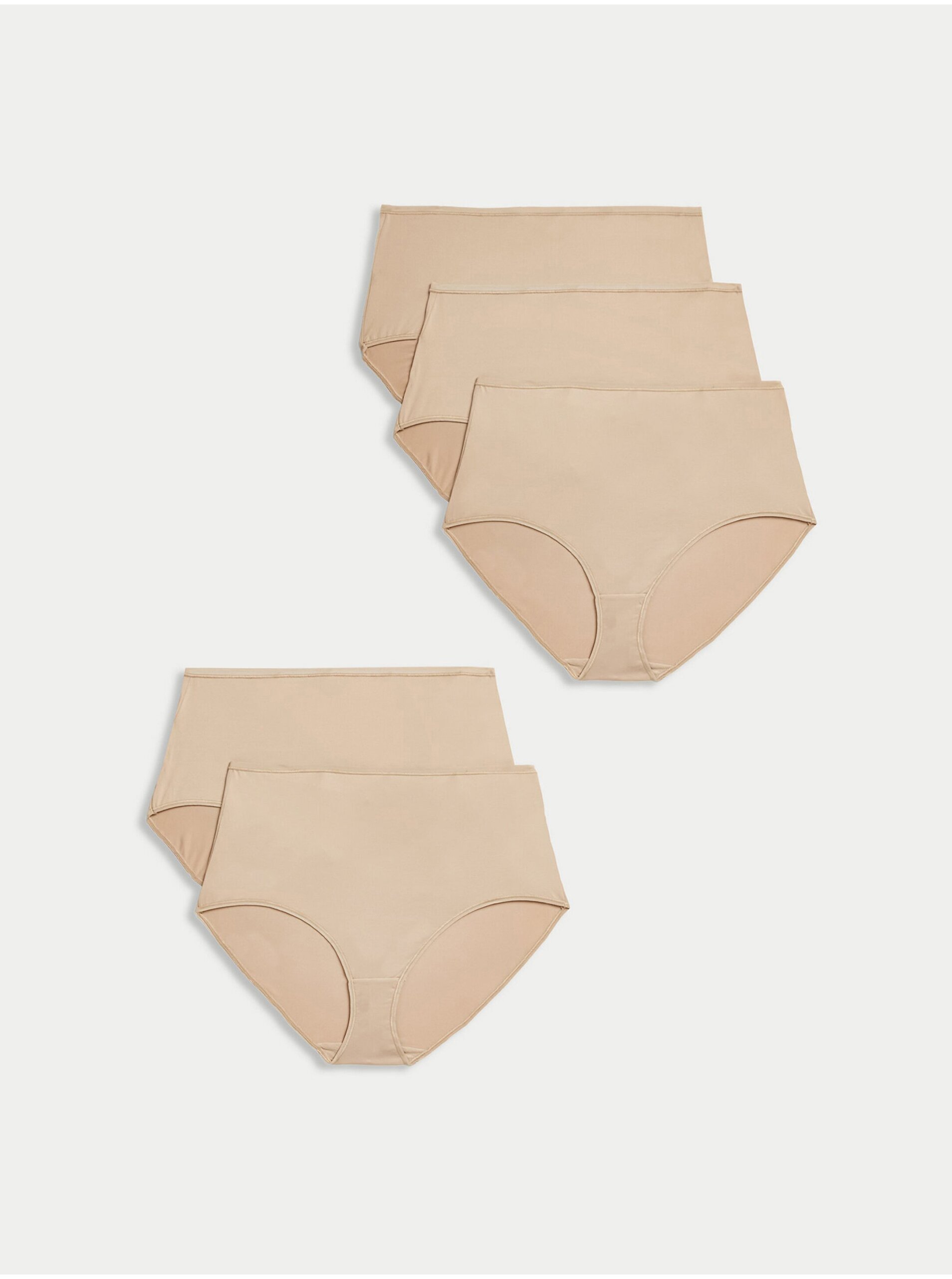 E-shop Kalhotky do pasu z mikrovlákna, bez viditelného lemu, 5 kusů v balení Marks & Spencer béžová