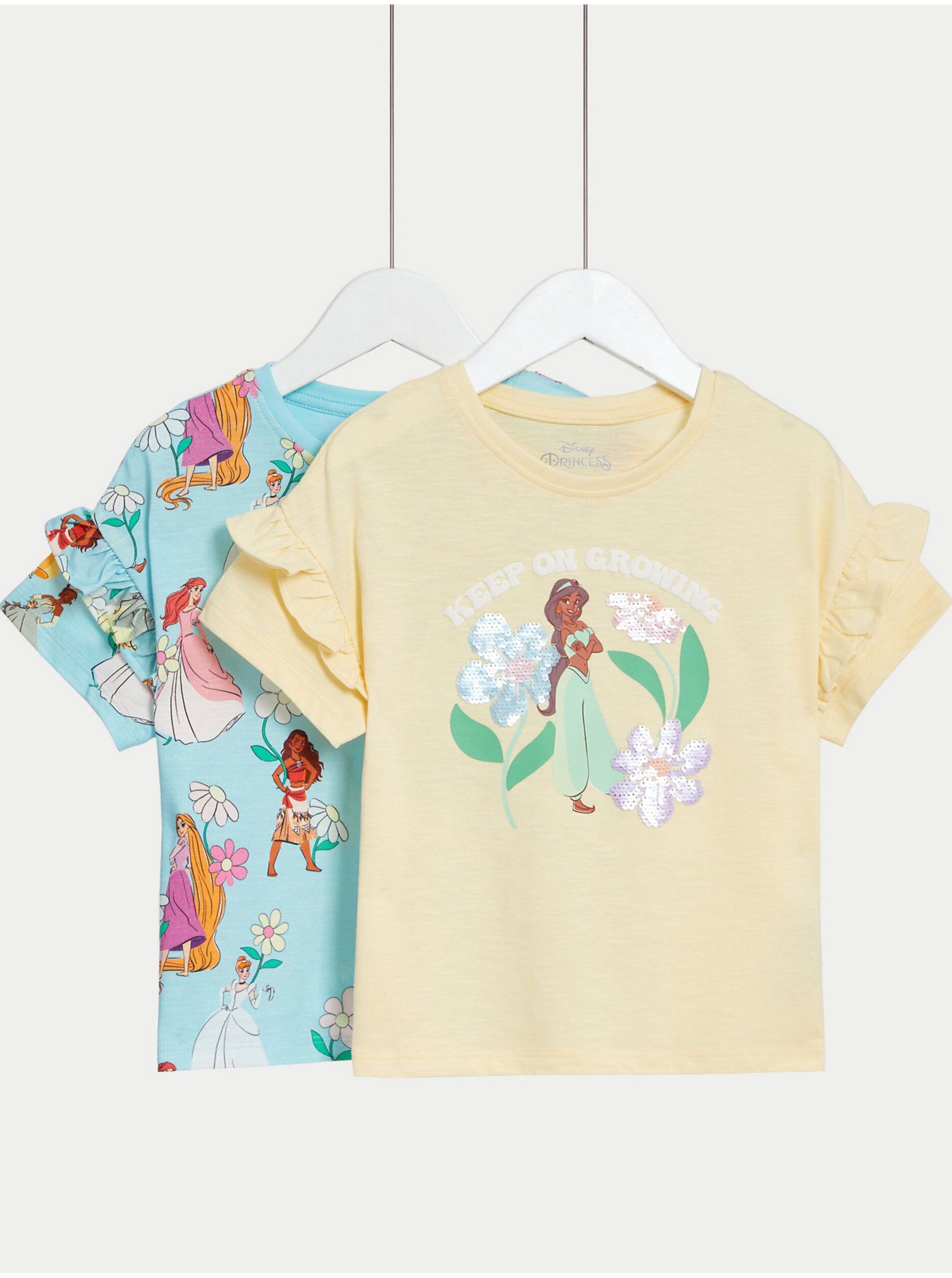 Levně Tričko Disney Princess™ z čisté bavlny, 2 ks (2–8 let) Marks & Spencer vícebarevná