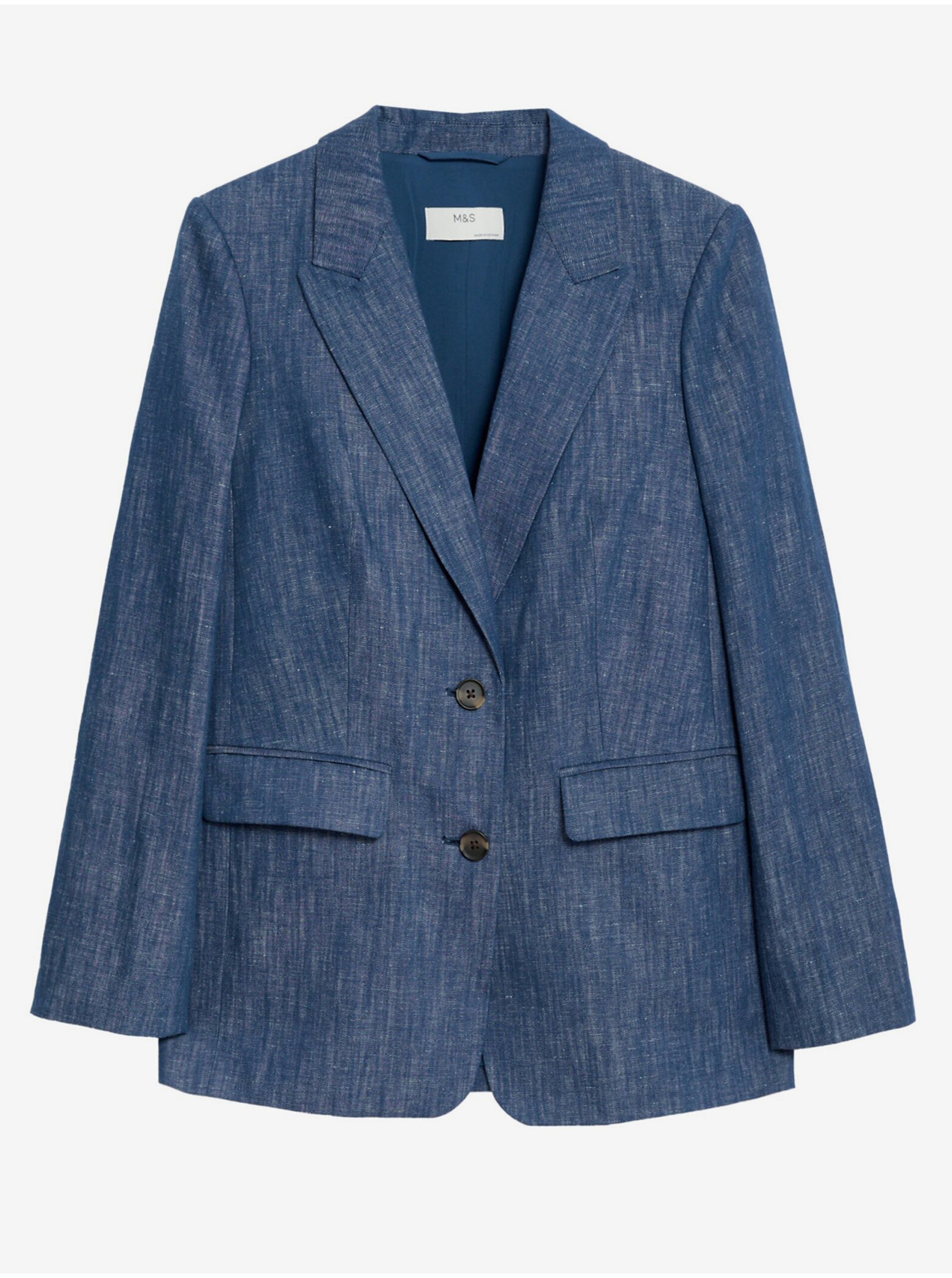Levně Volný jednořadý blejzr s vysokým podílem bavlny Marks & Spencer modrá