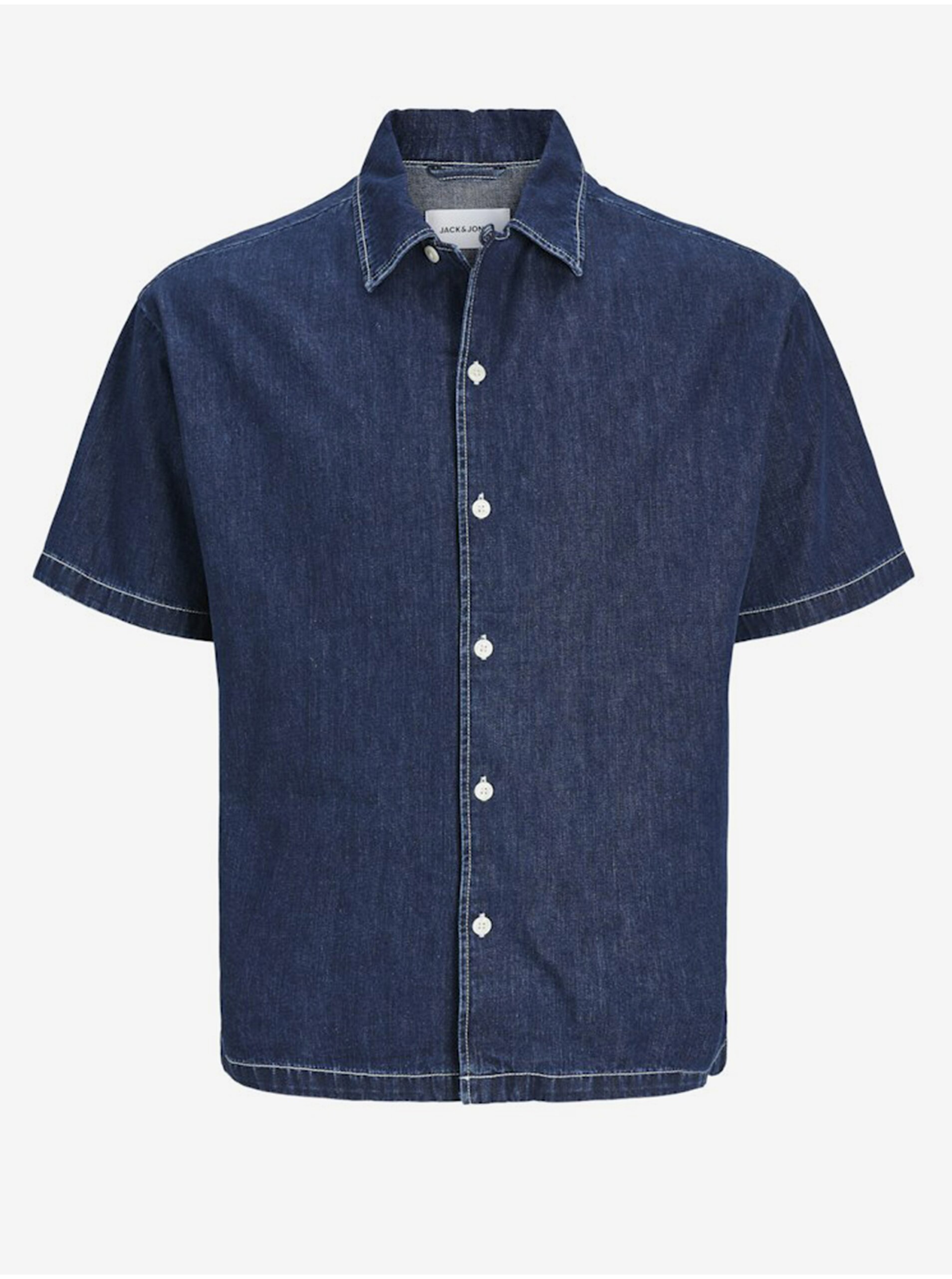 E-shop Modrá pánská džínová košile s krátkým rukávem Jack & Jones Palma