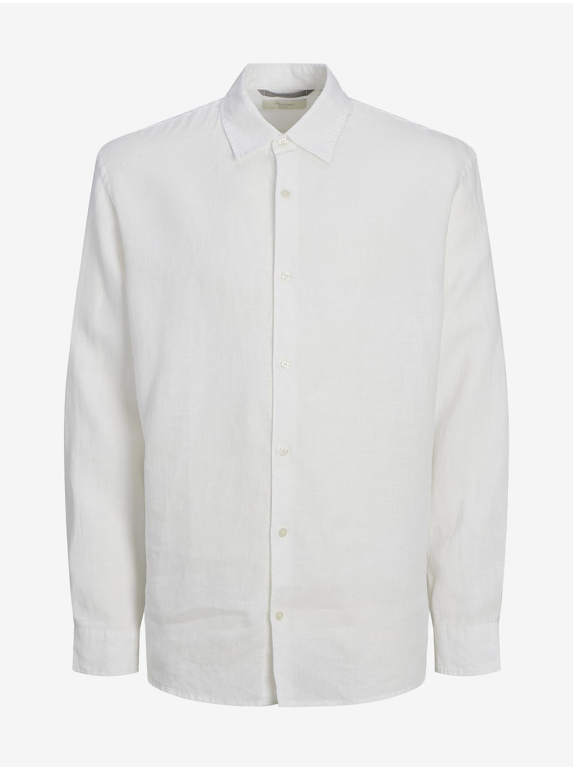Levně Bílá pánská lněná košile Jack & Jones Lawrence