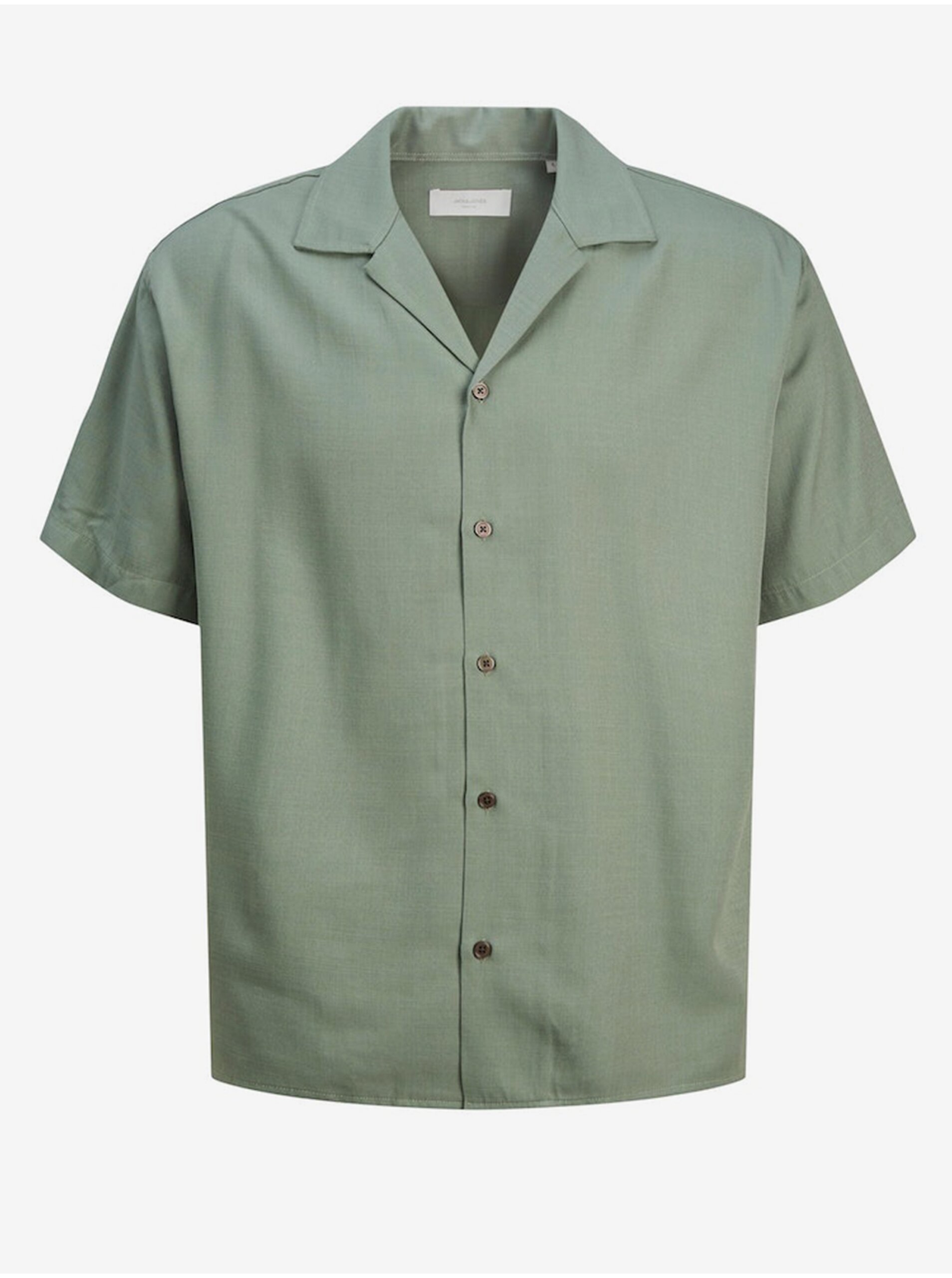 Levně Zelená pánská košile s krátkým rukávem Jack & Jones Aaron
