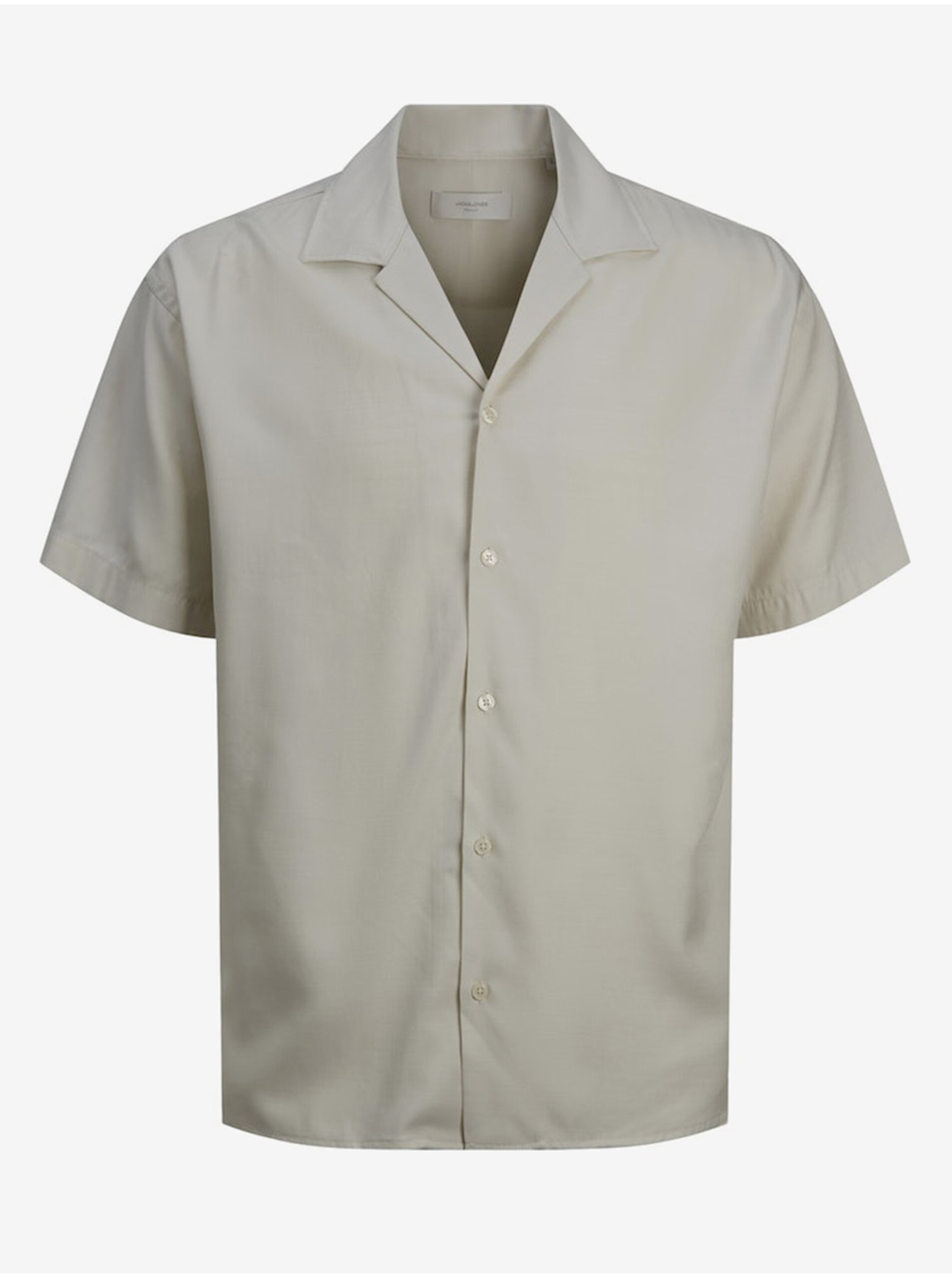 Levně Béžová pánská košile s krátkým rukávem Jack & Jones Aaron