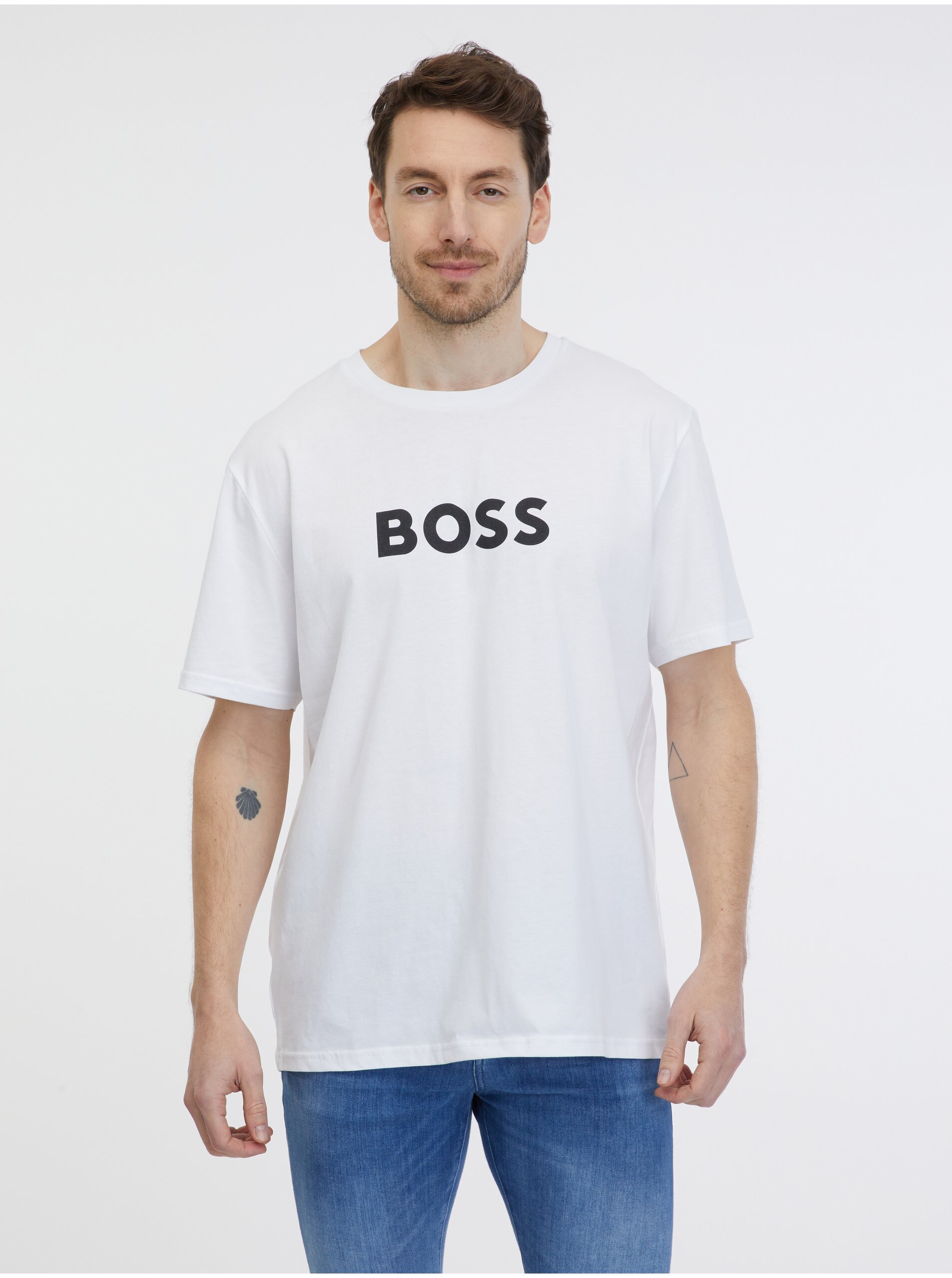 E-shop Bílé pánské tričko BOSS
