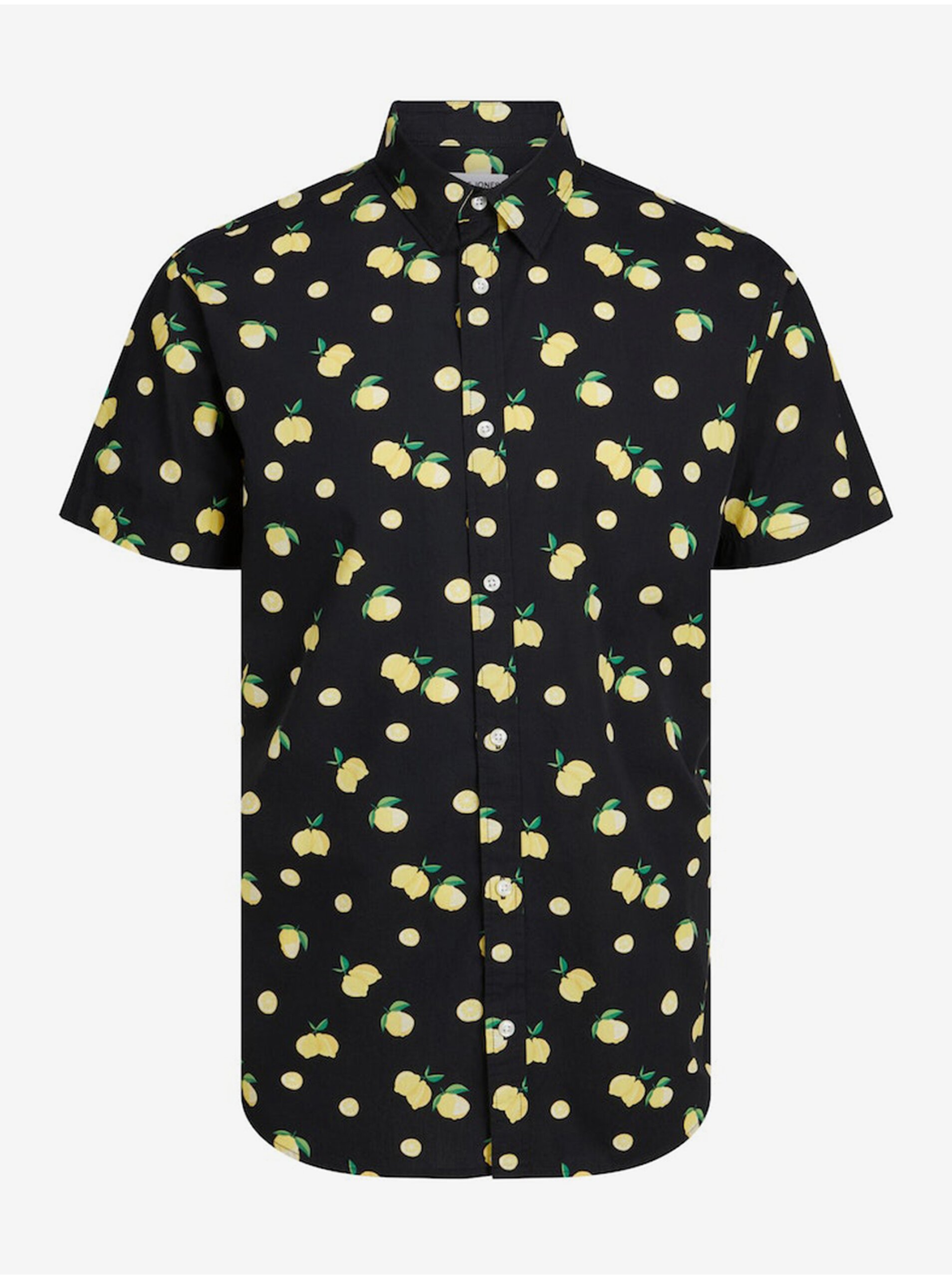 E-shop Černá pánská vzorovaná košile s krátkým rukávem Jack & Jones Sunshade
