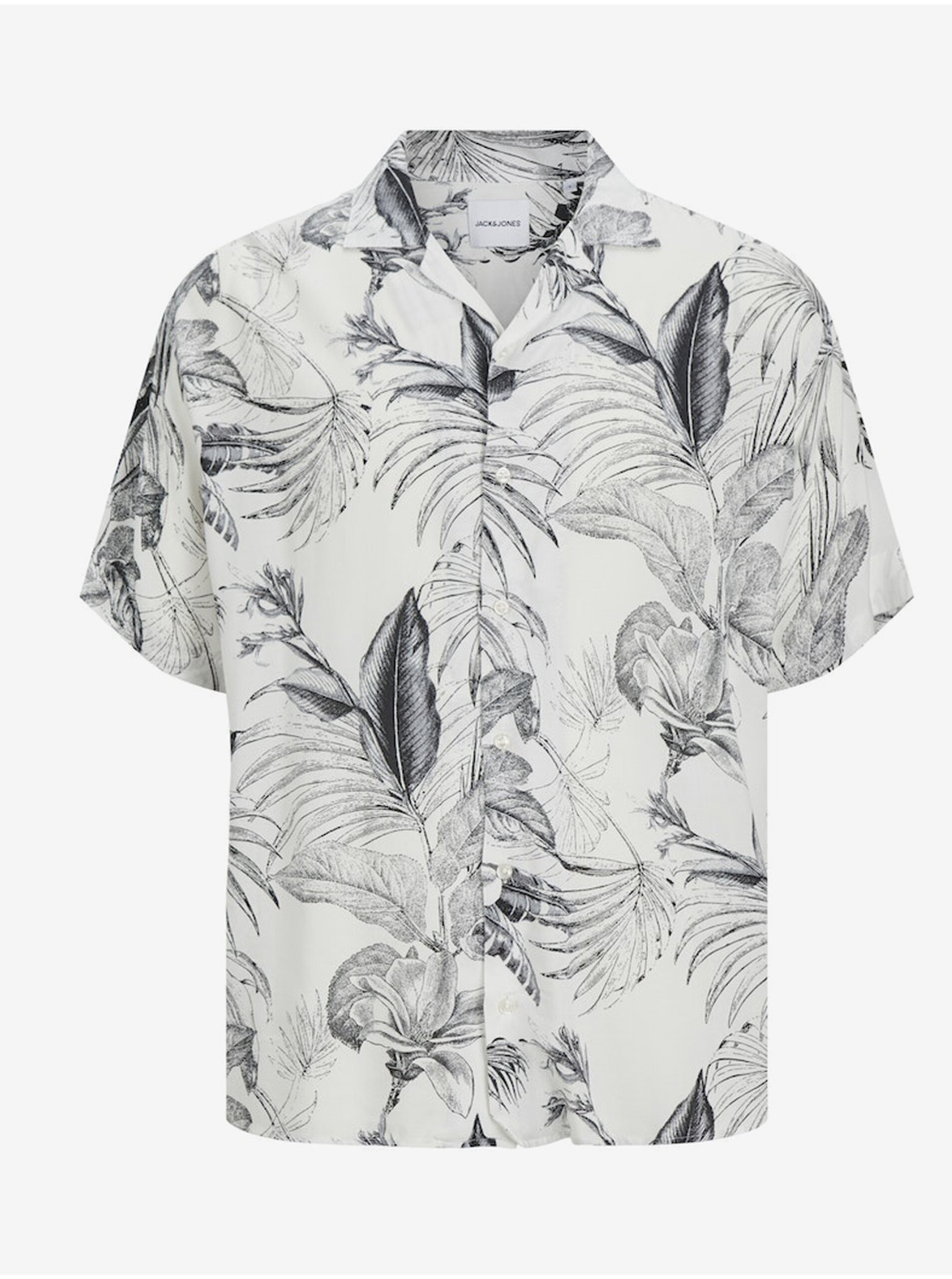 E-shop Bílo-šedá pánská vzorovaná košile s krátkým rukávem Jack & Jones Guru