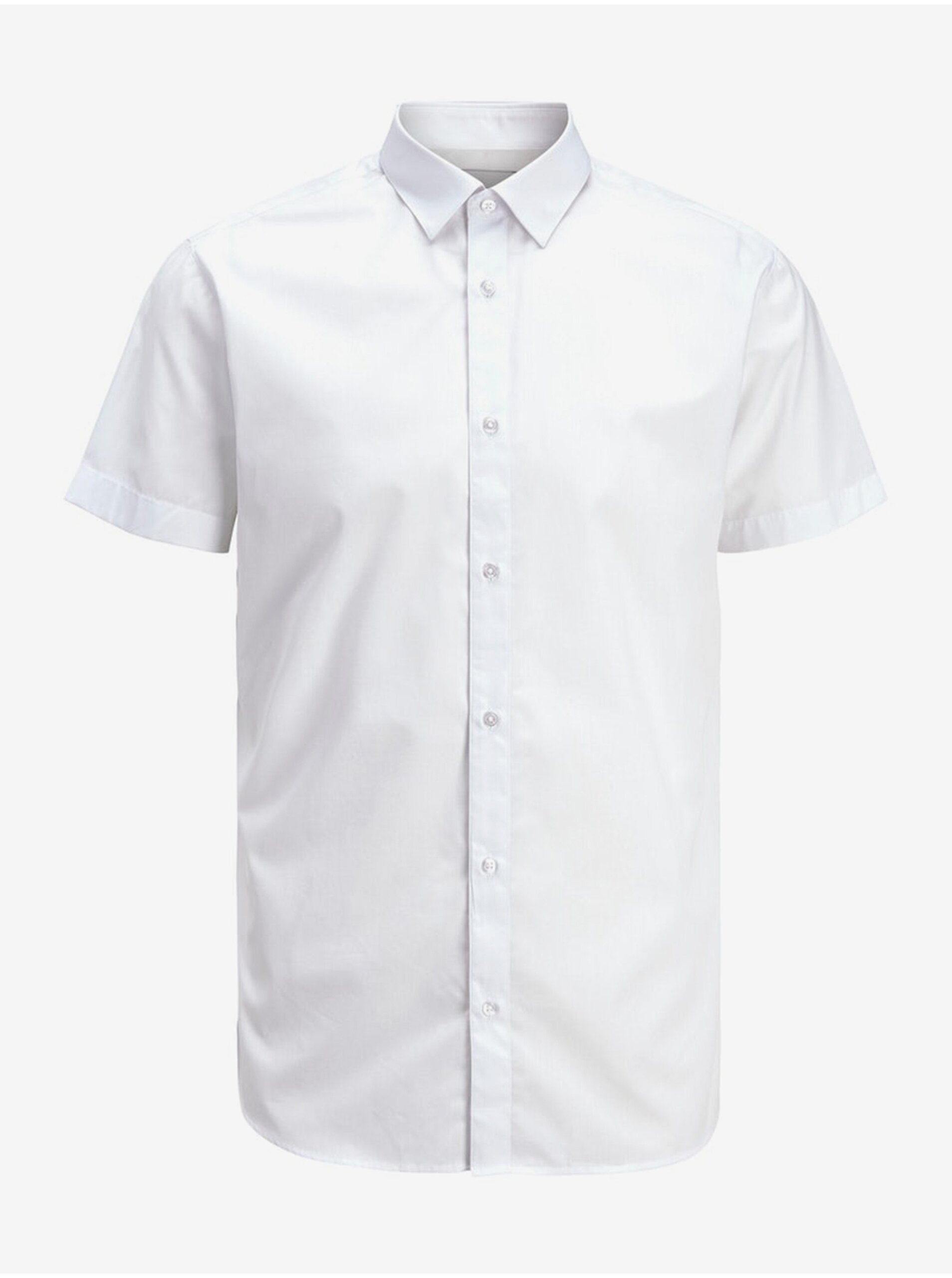 Levně Bílá pánská košile s krátkým rukávem Jack & Jones Joe