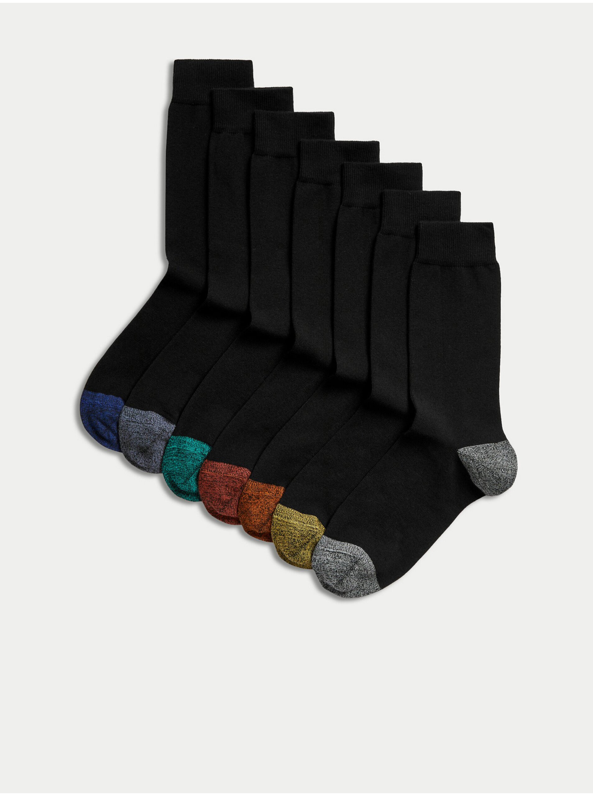 Lacno Súprava siedmich párov pánskych ponožiek v čiernej farbe Marks & Spencer